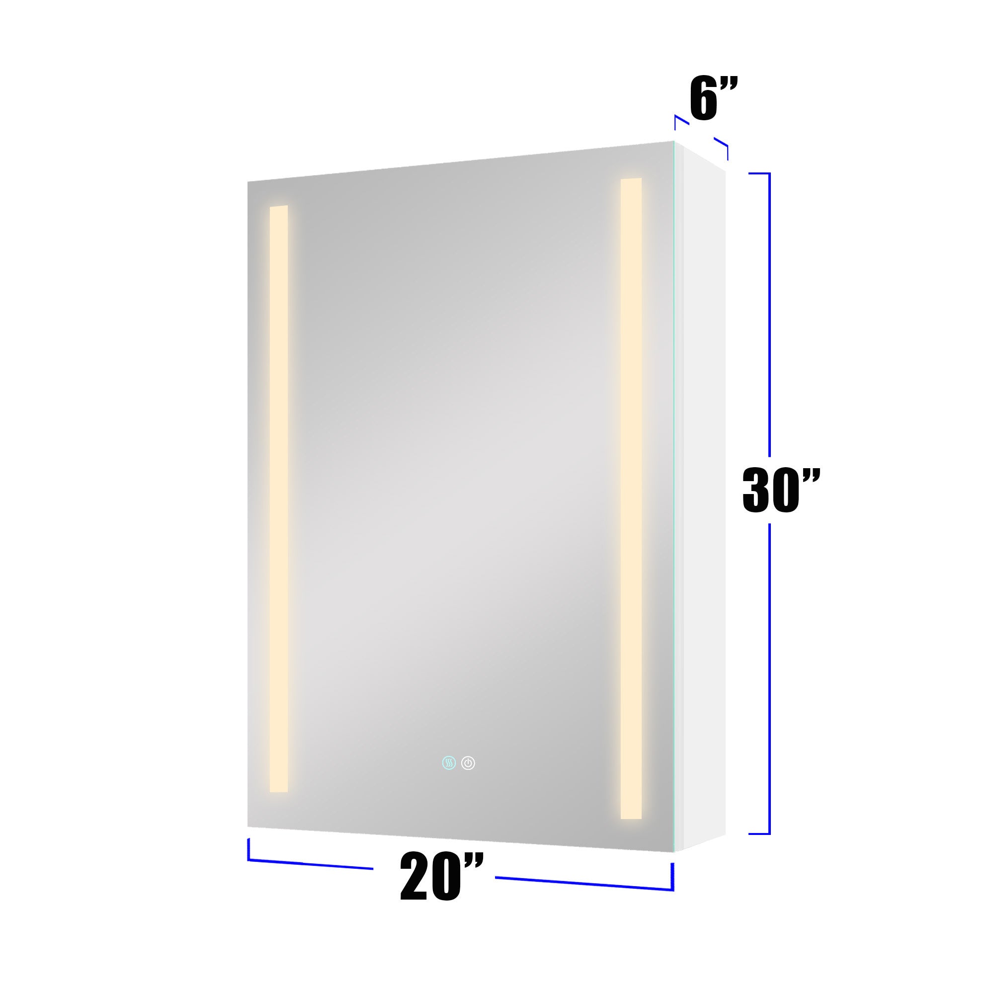 30x20 inch LED Bathroom Medicine Cabinet Surface Mounted Cabinets With Lighted Mirror White Right Open