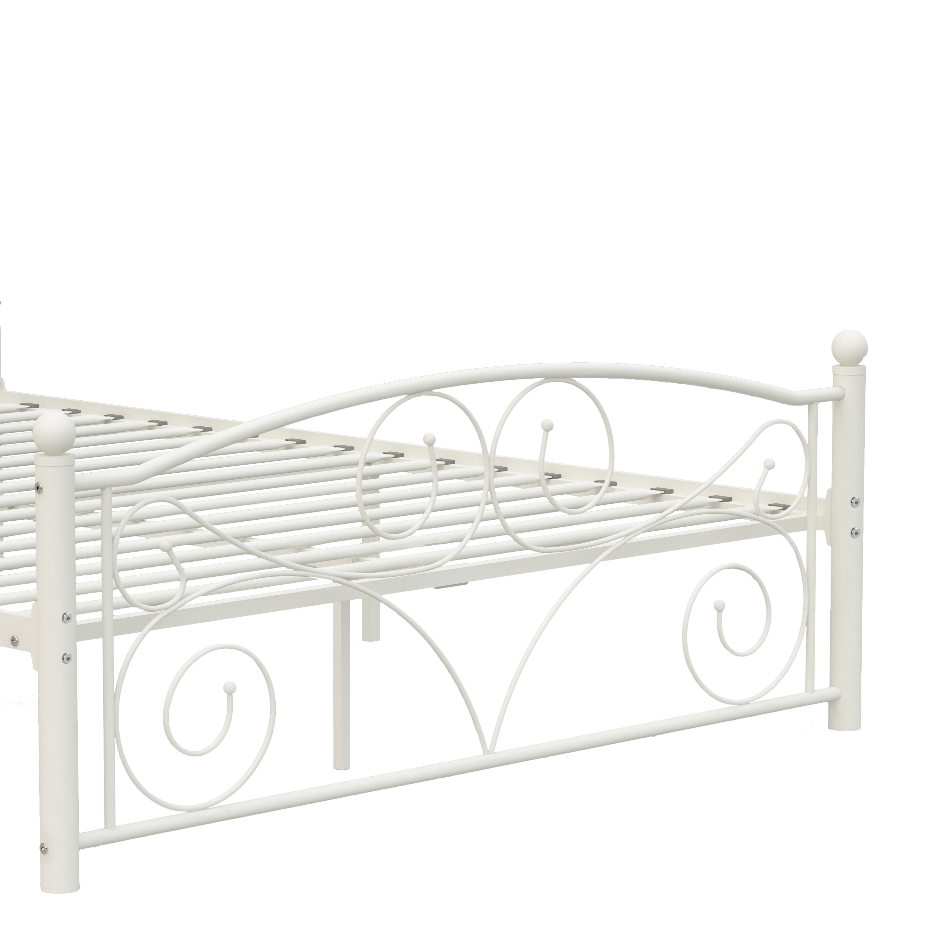 Queen Size Unique Flower Sturdy System Metal Bed Frame with Headboard and Footboard