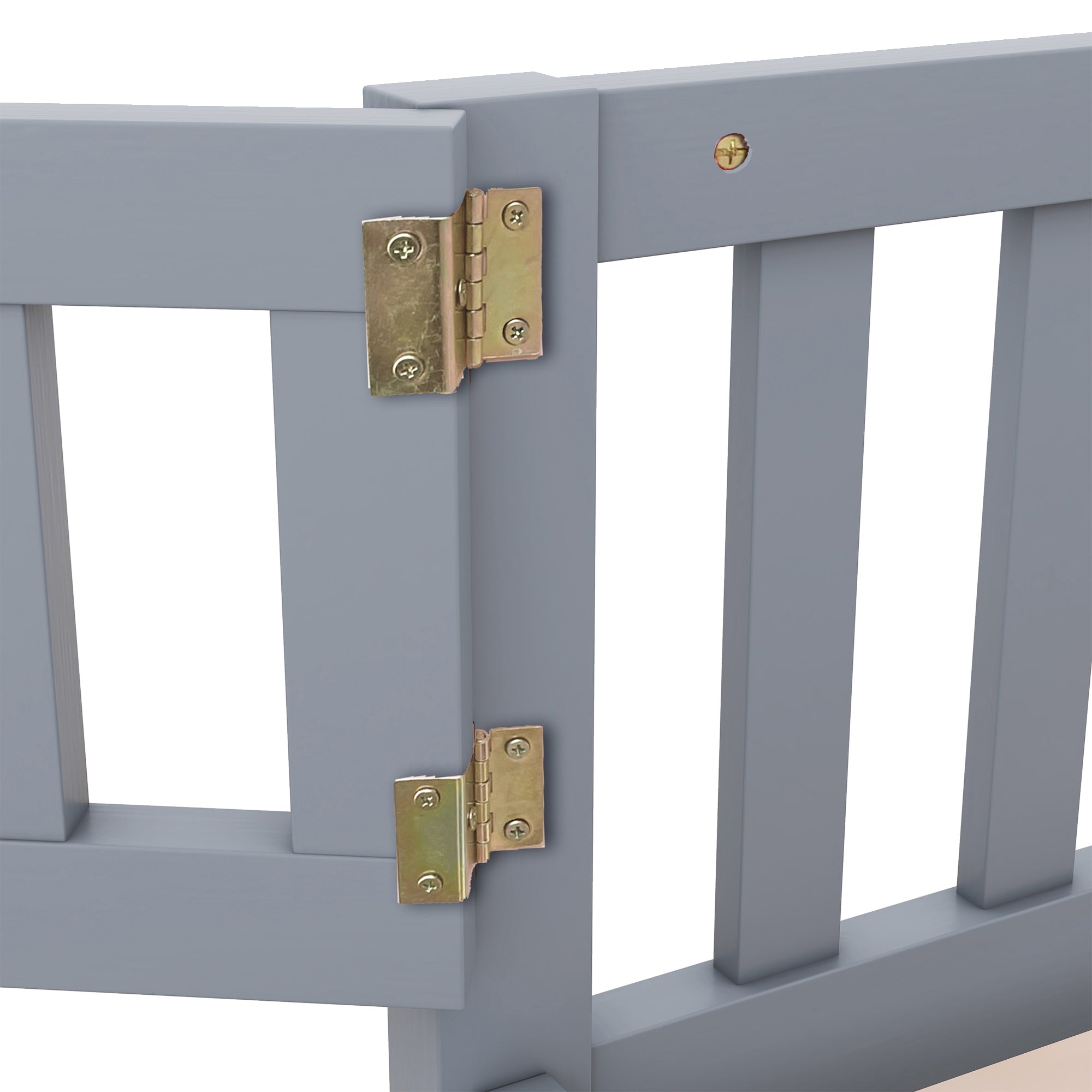 Queen Size Bed Floor Bed with Safety Guardrails and Door for Kids, Gray (Expect Arrival Date Nov.2nd)