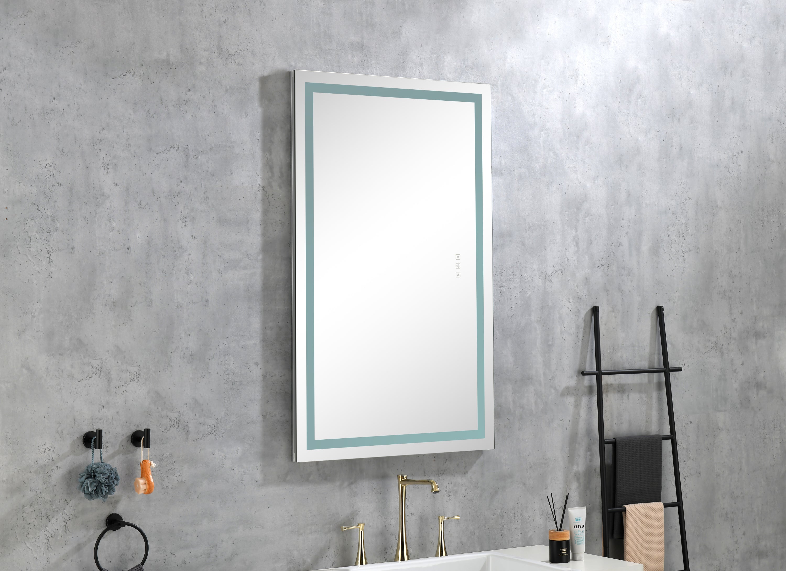 36*24 LED Lighted Bathroom Wall Mounted Mirror with High Lumen+Anti-Fog Separately Control+Dimmer Function