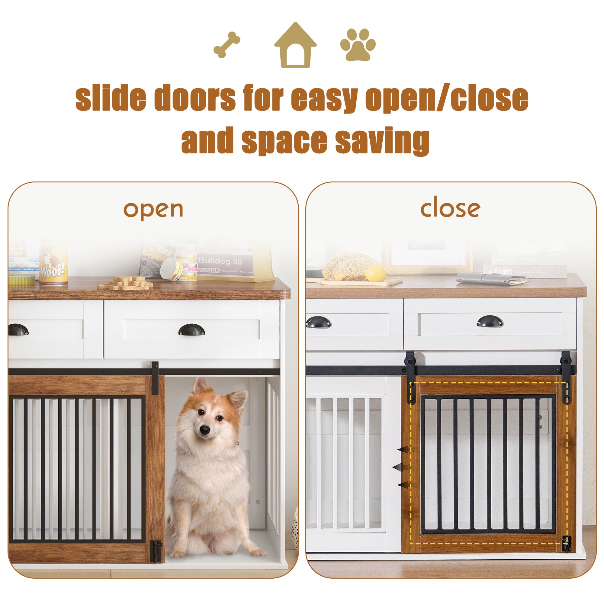 AHCEDARS Heavy Duty Dog Cage for Pets, Suitable for Medium Large Dogs, Cedar Furniture Style Cage, with Double Door Pet House Wooden Cage, Modern Dog House Furniture Room