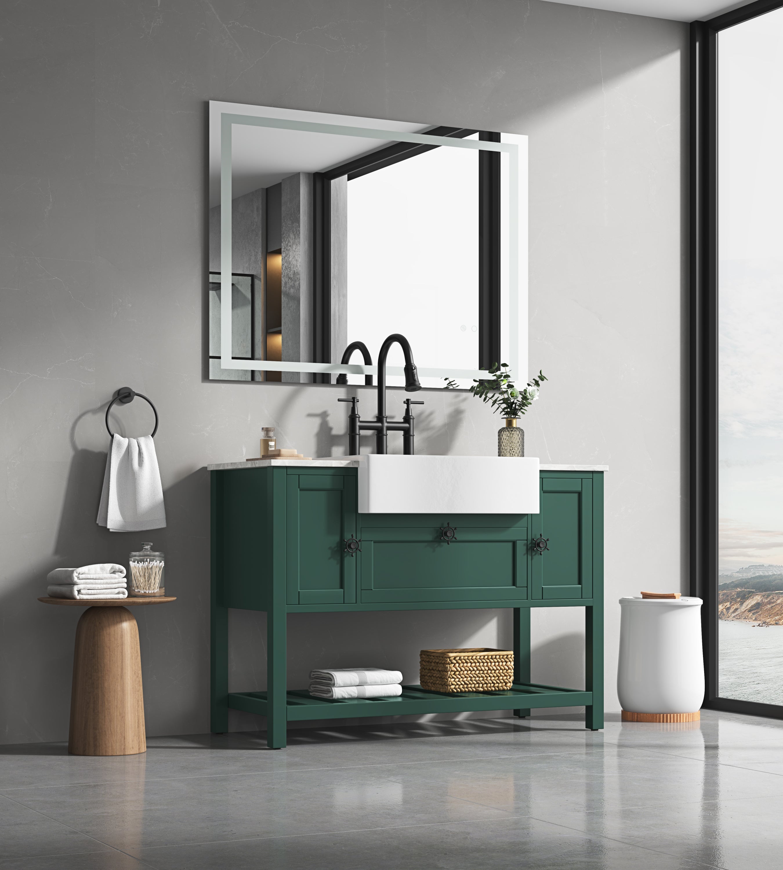 LED Bathroom Mirror 48 "x 36 " with Front and Backlight, Large Dimmable Wall Mirrors with Anti-Fog, Shatter-Proof, Memory, 3Colors, LED Vanity Mirror