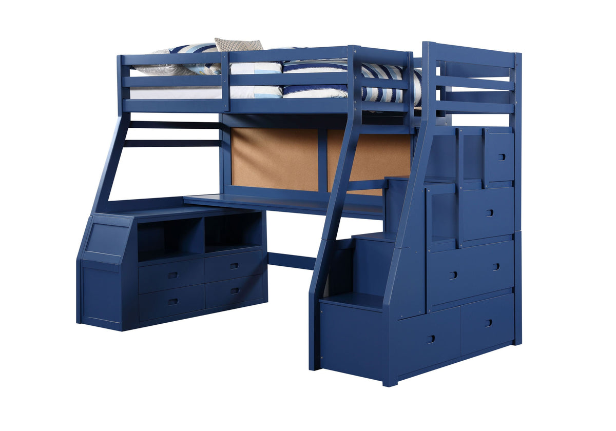 Jason II Storage Twin Loft Bed (1Set/4Ctn), Navy Blue 37455