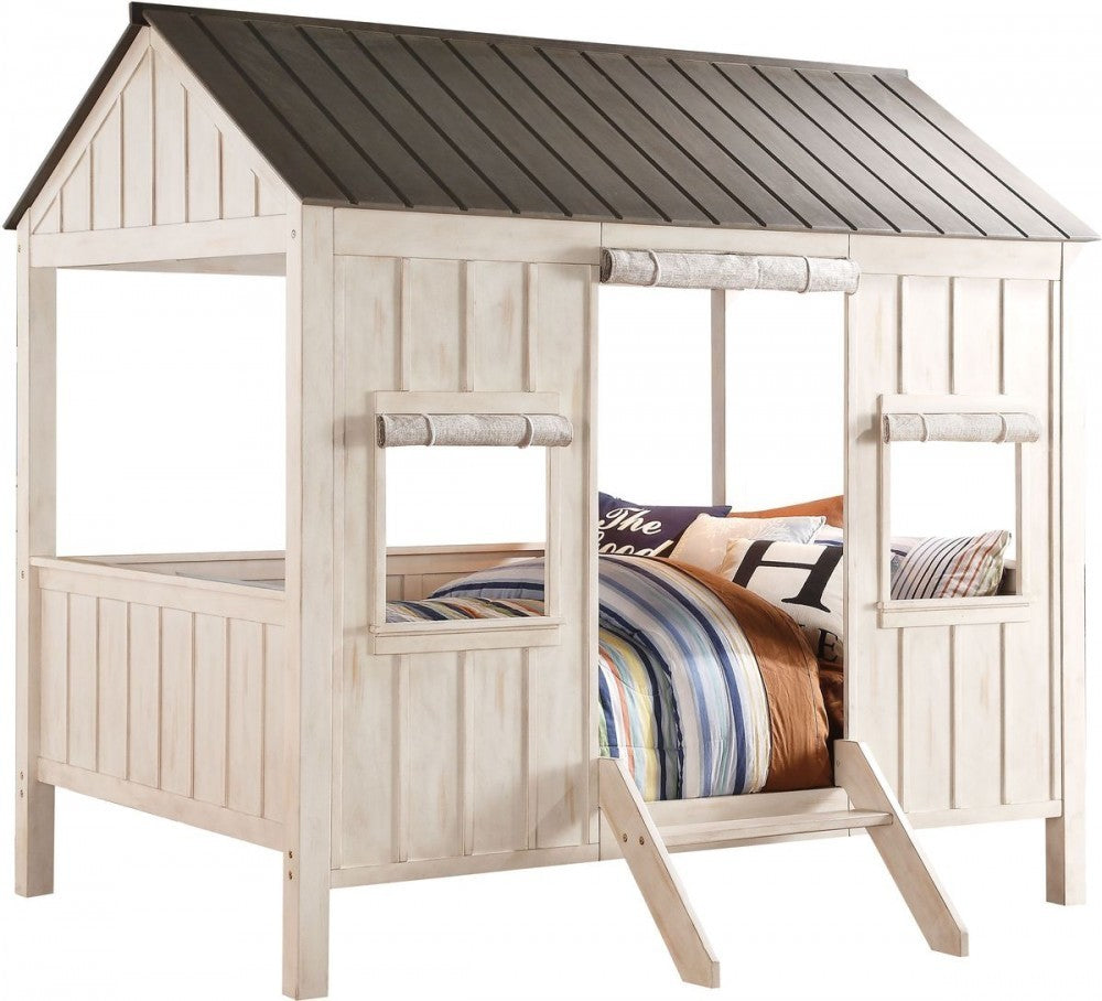 Spring Cottage Full Bed in Weathered White & Washed Gray 37655F