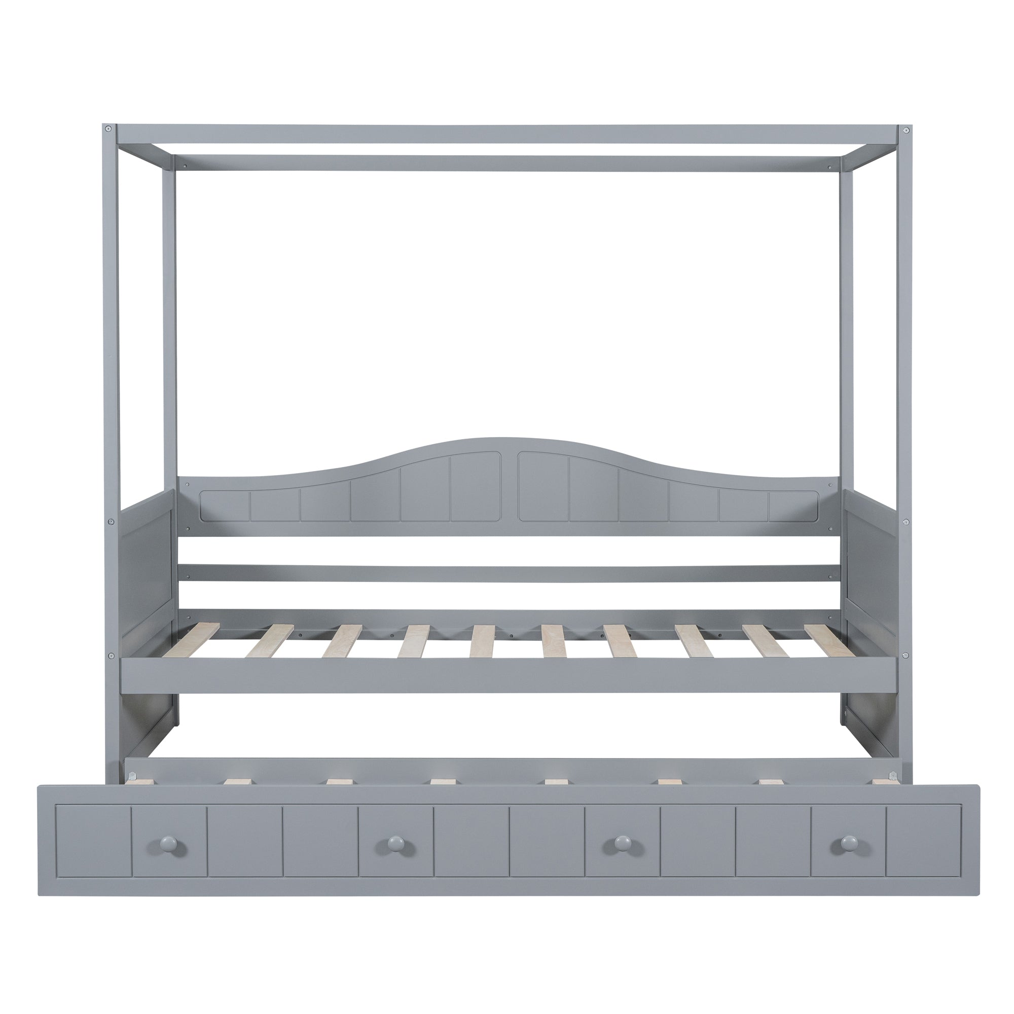 Twin Size Canopy Day Bed with twin size Trundle, Gray