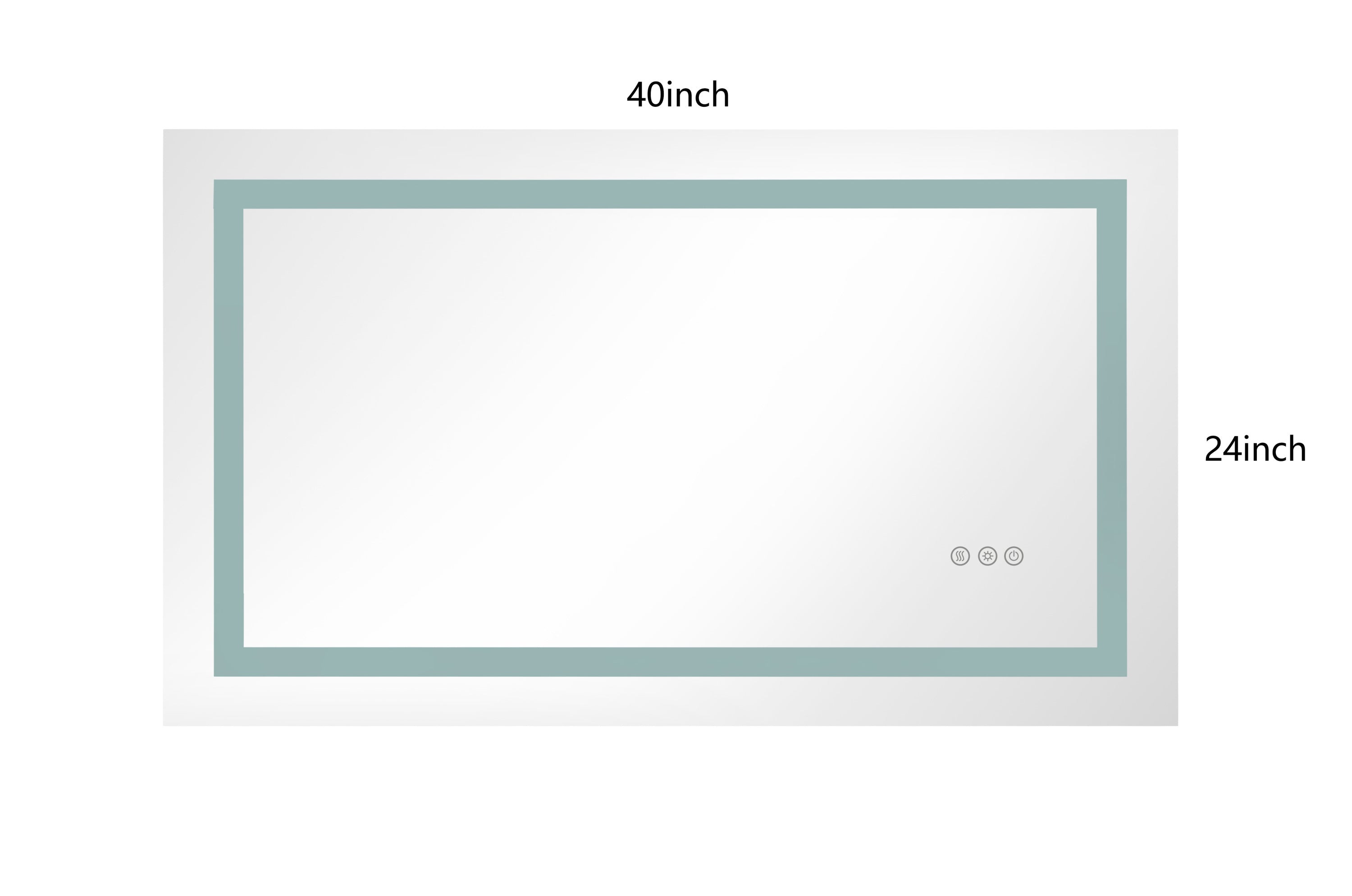 40*24 LED Lighted Bathroom Wall Mounted Mirror with High Lumen+Anti-Fog Separately Control+Dimmer Function