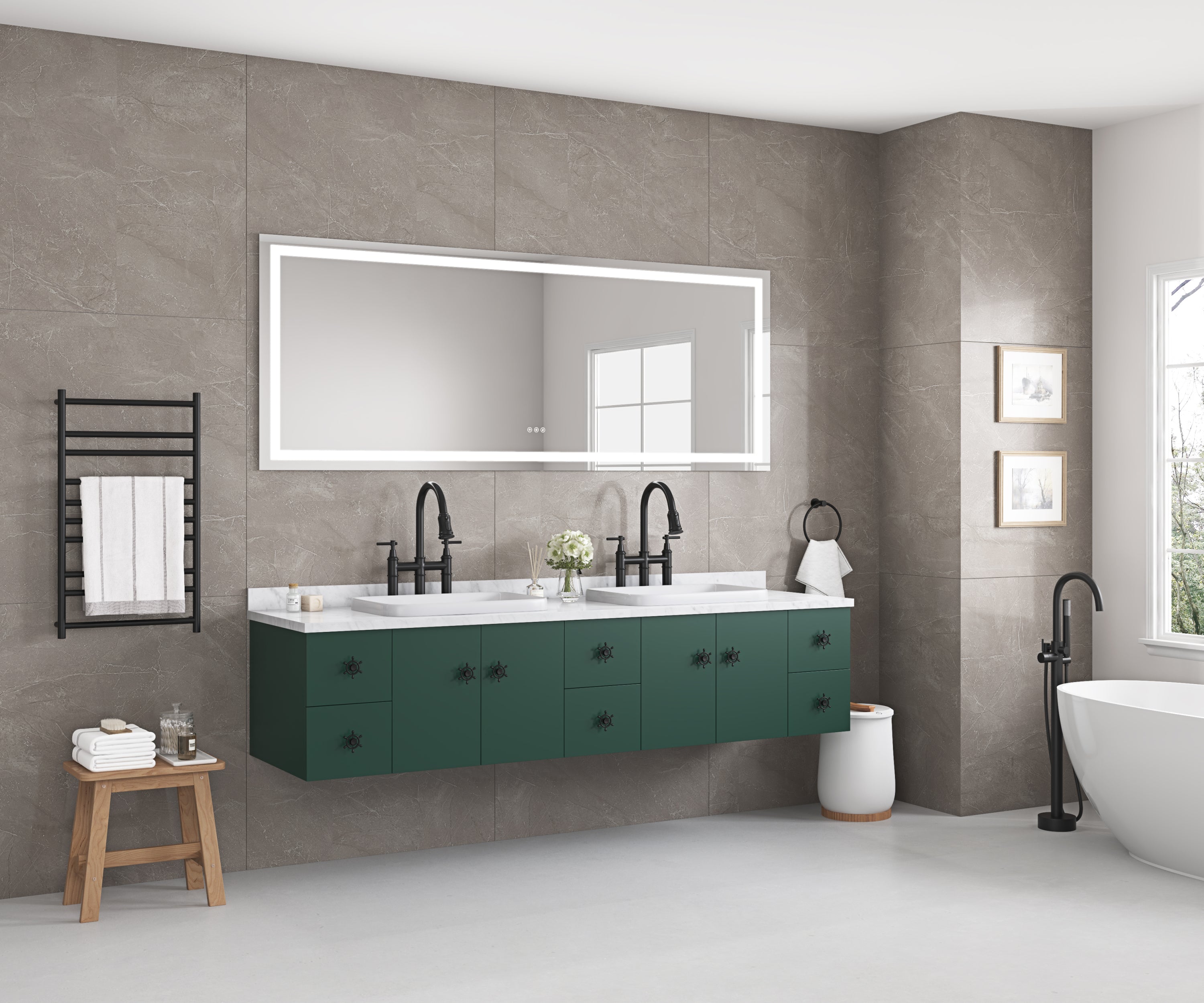 LED Bathroom Mirror 72 "x 36" with Front and Backlight, Large Dimmable Wall Mirrors with Anti-Fog, Shatter-Proof, Memory, 3 Colors, LED Vanity Mirror