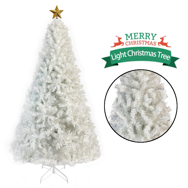 GO 7 FT White Christmas Tree with 500 LED Warm Lights, PVC branch, Artificial Holiday Christmas Pine Tree with Star Top