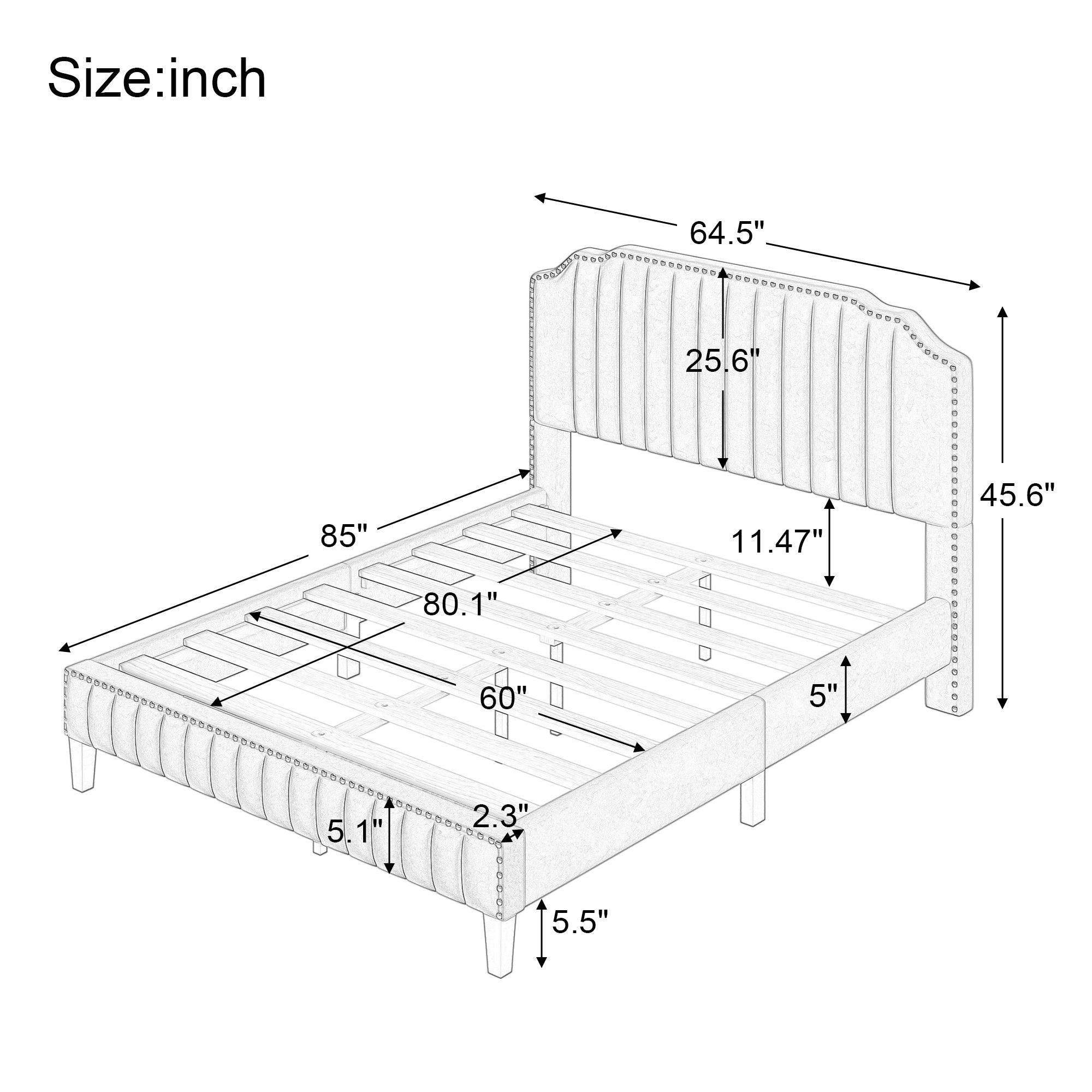 3 Pieces Bedroom Set Modern Linen Curved Upholstered Beige Platform Queen Bed with Two Black Cherry Nightstands