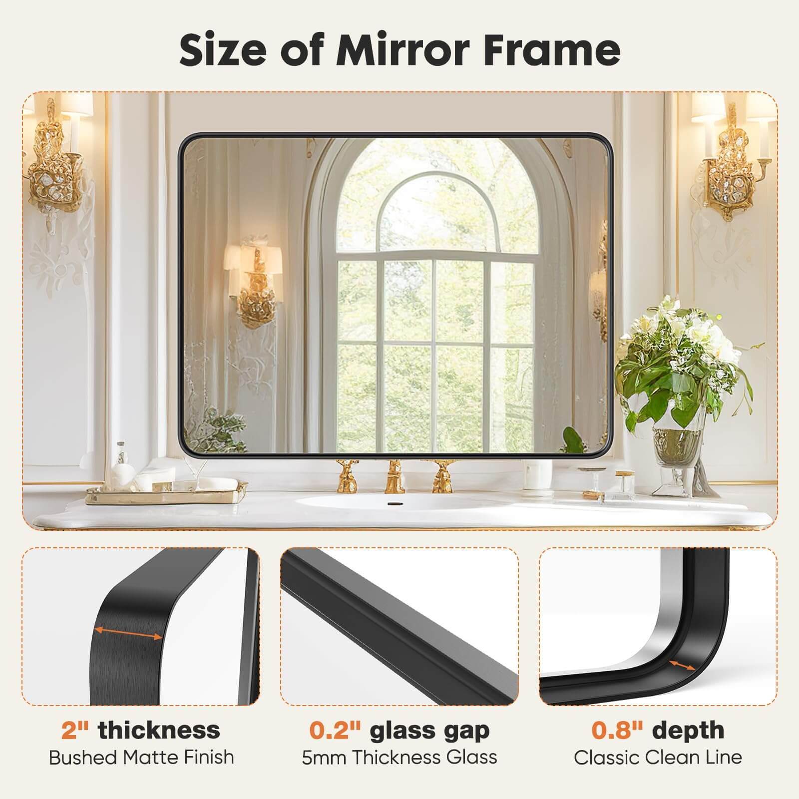 Bathroom Mirror Vanity Mirror for Wall,Aluminum Alloy Framed Wall Mirror Farmhouse