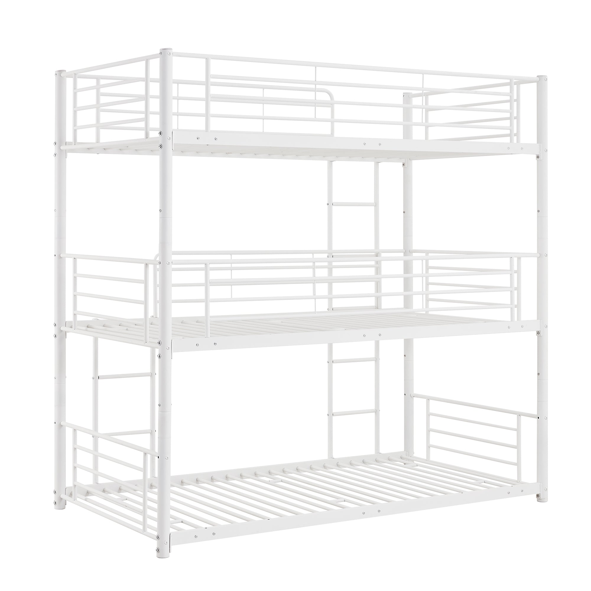Twin-Twin-Twin Triple Bed with Built-in Ladder, Divided into Three Separate Beds,White(OLD SKU:LP000197AAK)