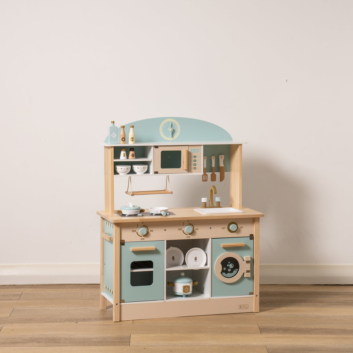 Modern Style Toy Kitchen Set for Boys& Girls 3+, Great Gift for Christmas, Party, Birthday(Blue & Gold)
