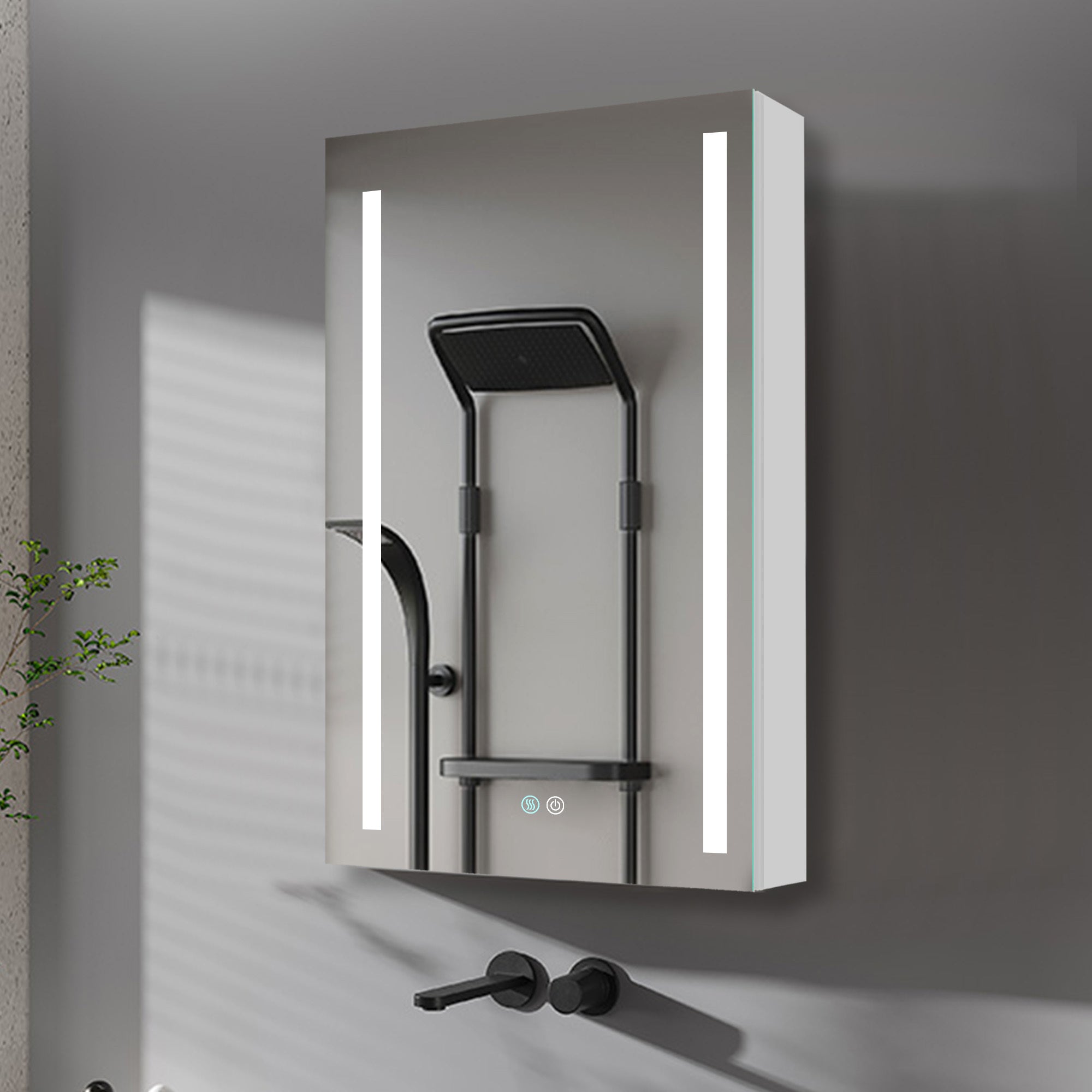30x20 inch LED Bathroom Medicine Cabinet Surface Mounted Cabinets With Lighted Mirror White Right Open