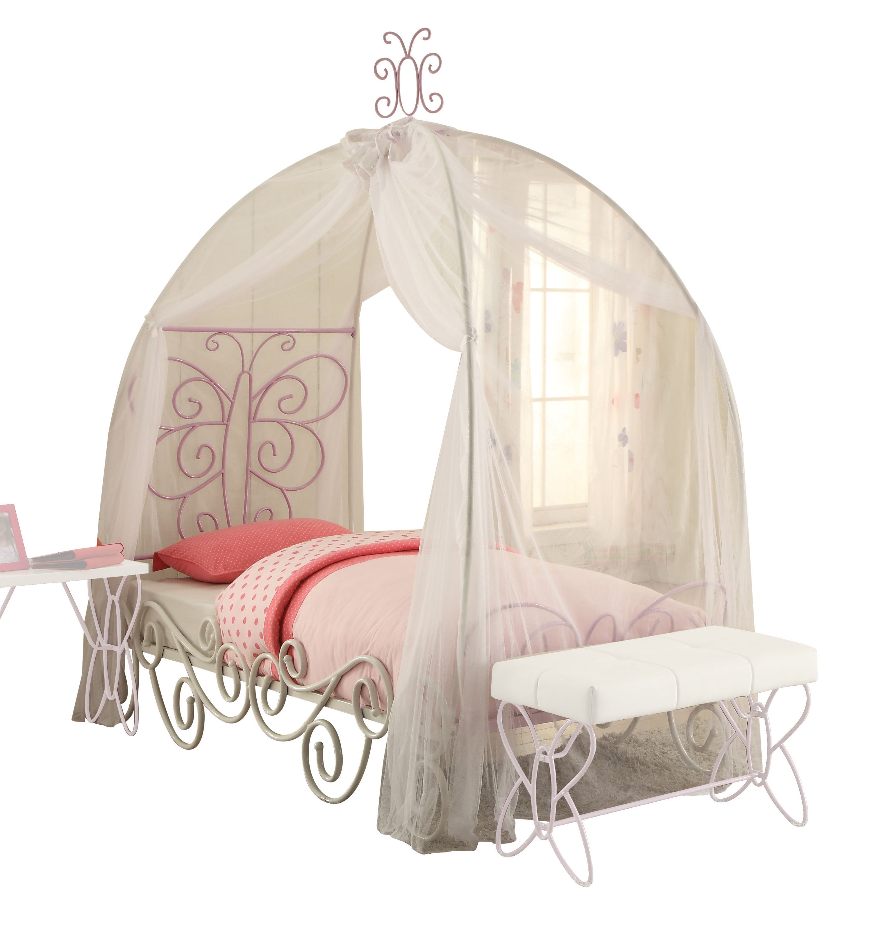 Priya II Full Bed in White & Light Purple 30535F