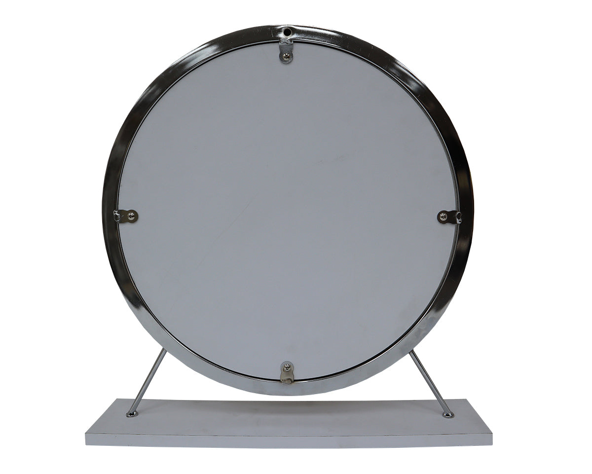 Vanity Mirror & Stool, Faux Fur, Mirror, White & Chrome Finish AC00935