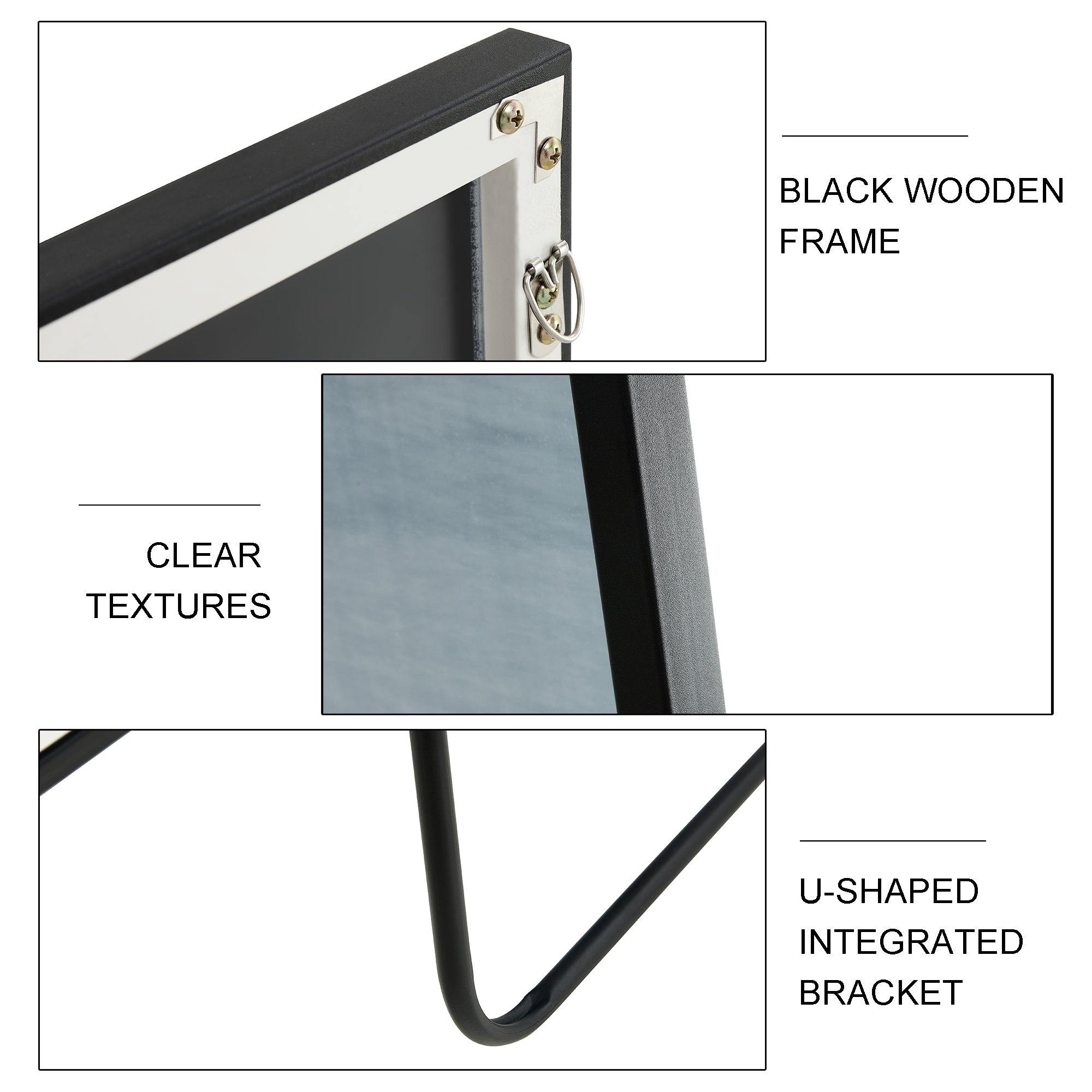 Black Solid Wood Frame Full-length Mirror, Dressing Mirror, Bedroom Home Porch, Decorative Mirror, Clothing Store, Floor Mounted Large Mirror, Wall Mounted.