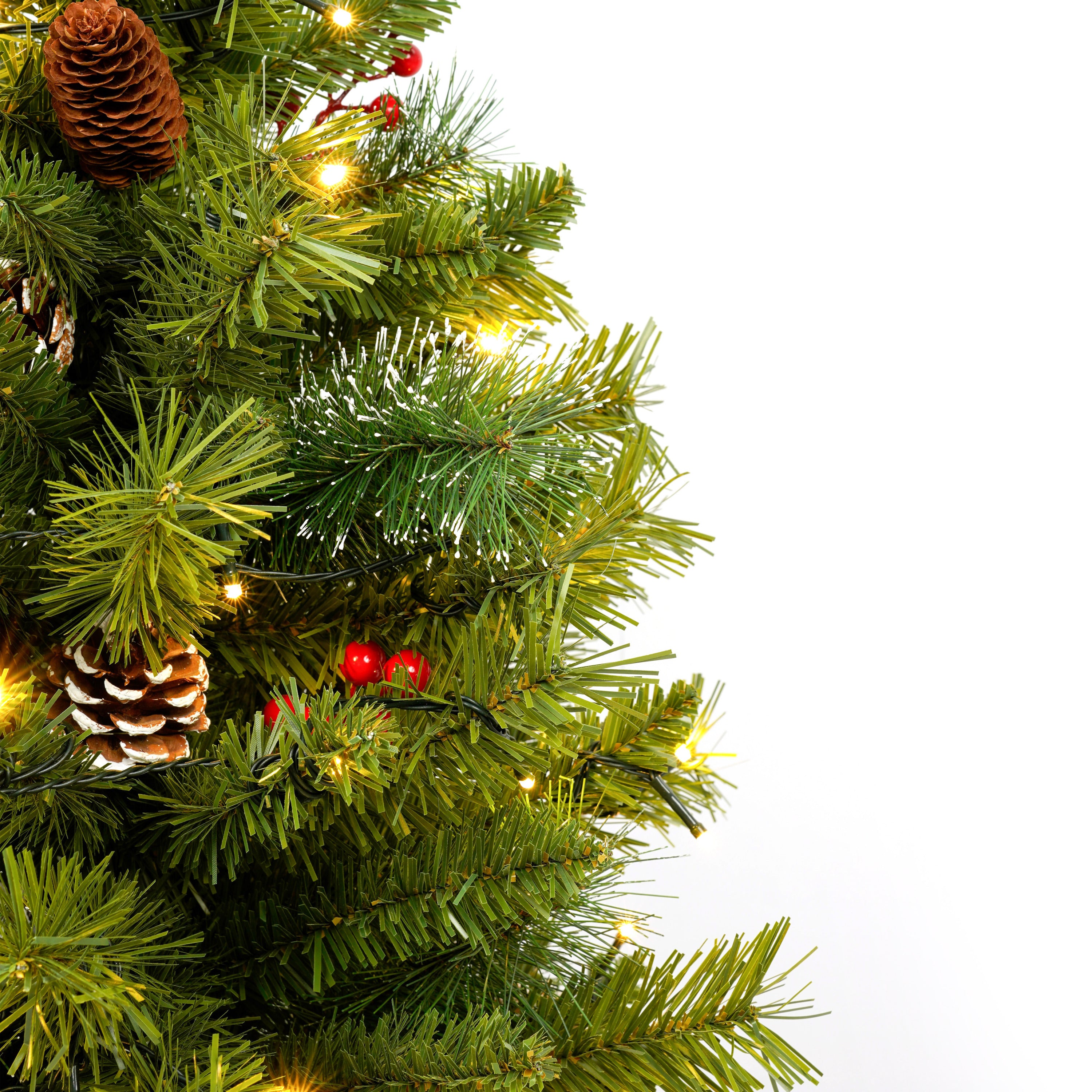 Xmas Tree Artificial Christmas 4-Piece Set,Garland, Wreath and Set of 2 3FT Entrance Trees X-mas with LED Lights, Christmas Tree