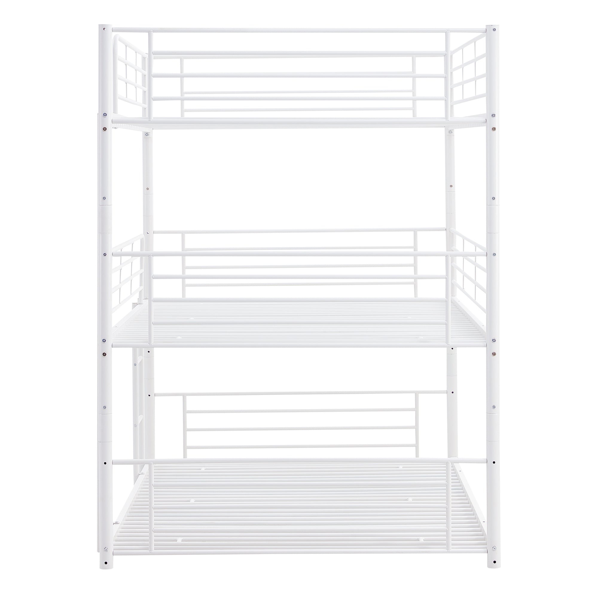 Full-Full-Full Metal Triple Bed with Built-in Ladder, Divided into Three Separate Beds,White(OLD SKU:LP000297AAK)