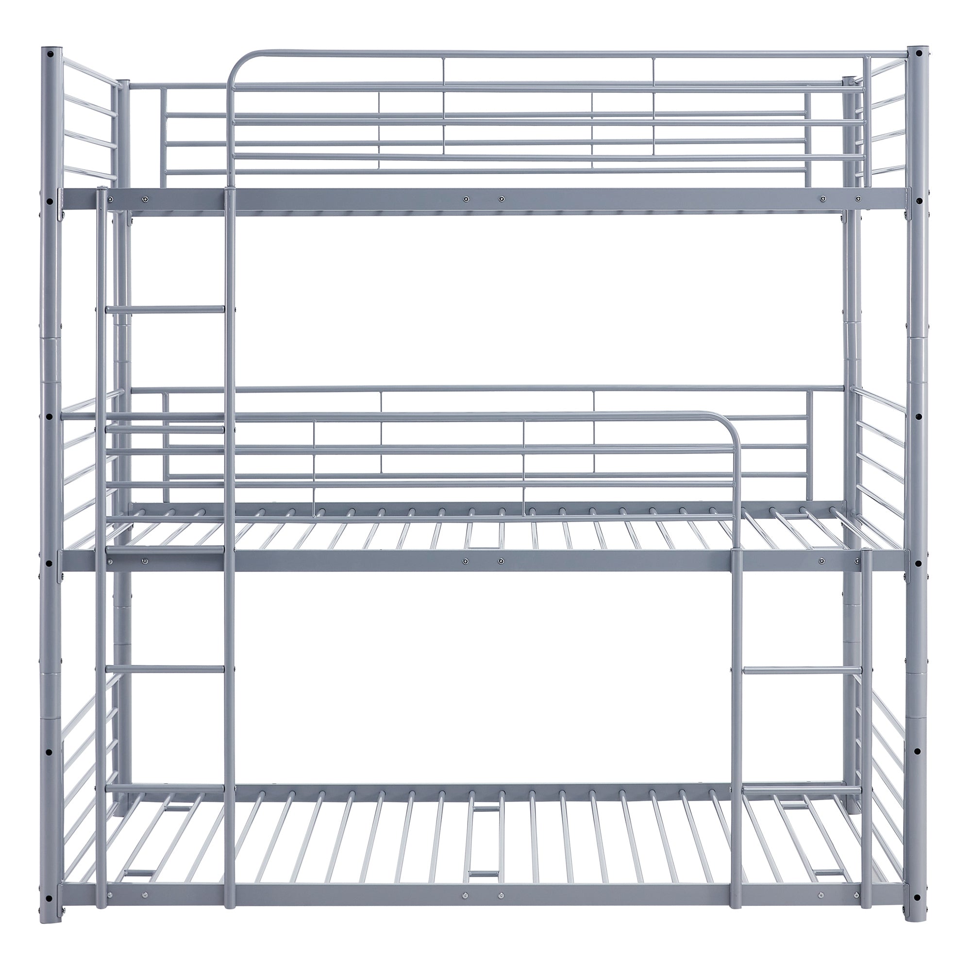 Full-Full-Full Metal Triple Bed with Built-in Ladder, Divided into Three Separate Beds,Gray(OLD SKU:LP000297AAE)
