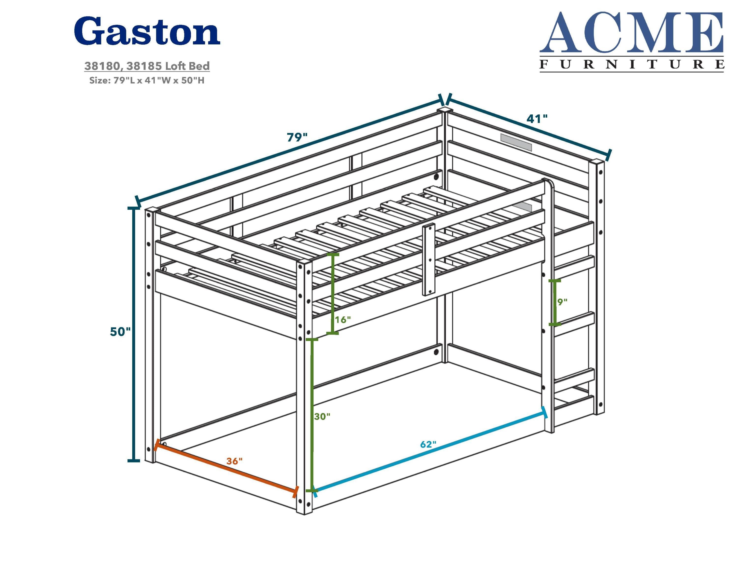 Gaston Loft Bed, Gray 38180