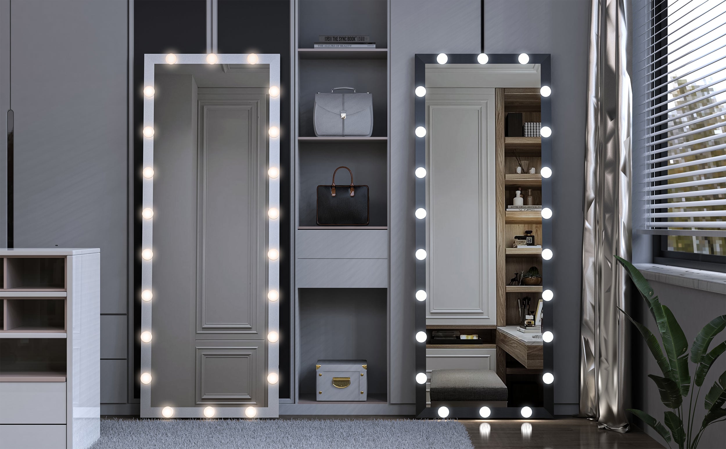 Full Length Mirror with Lights Full Body Vanity Mirror with 3 Color Modes Lighted Standing Floor Mirror for Dressing Room Bedroom Wall Mounted Touch Control Silver 63"x24"