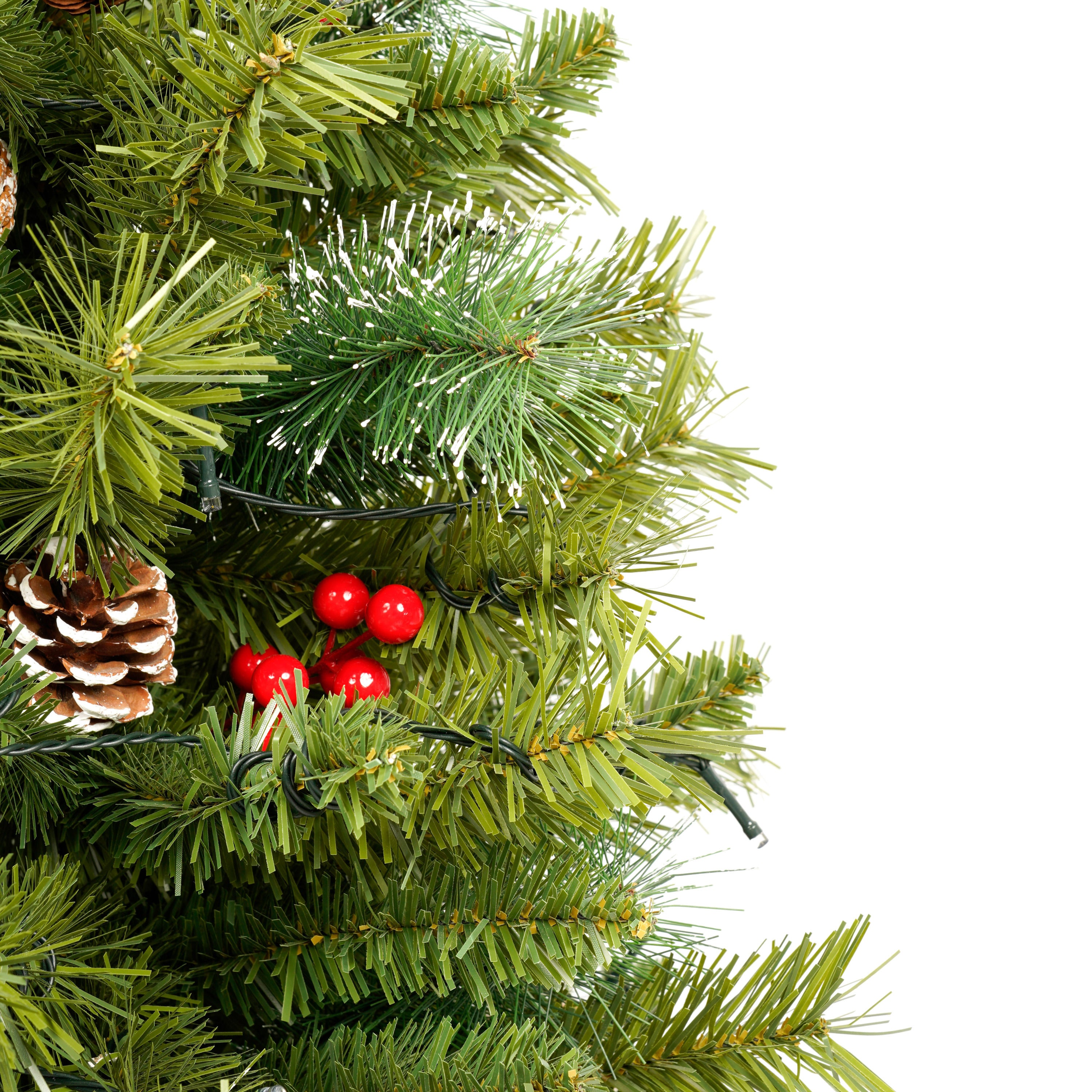 Xmas Tree Artificial Christmas 4-Piece Set,Garland, Wreath and Set of 2 3FT Entrance Trees X-mas with LED Lights, Christmas Tree