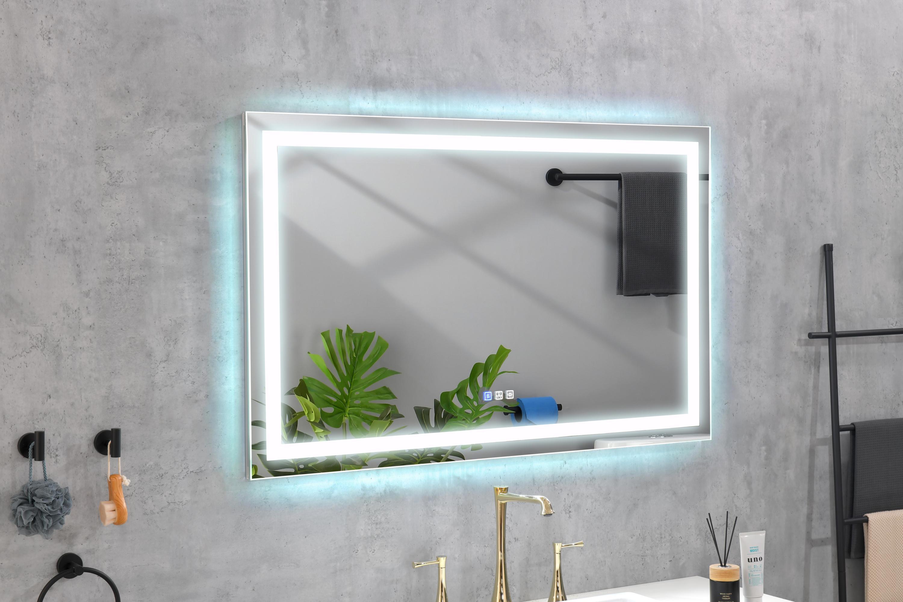 LED Bathroom Mirror 48 "x 36 " with Front and Backlight, Large Dimmable Wall Mirrors with Anti-Fog, Shatter-Proof, Memory, 3Colors, LED Vanity Mirror