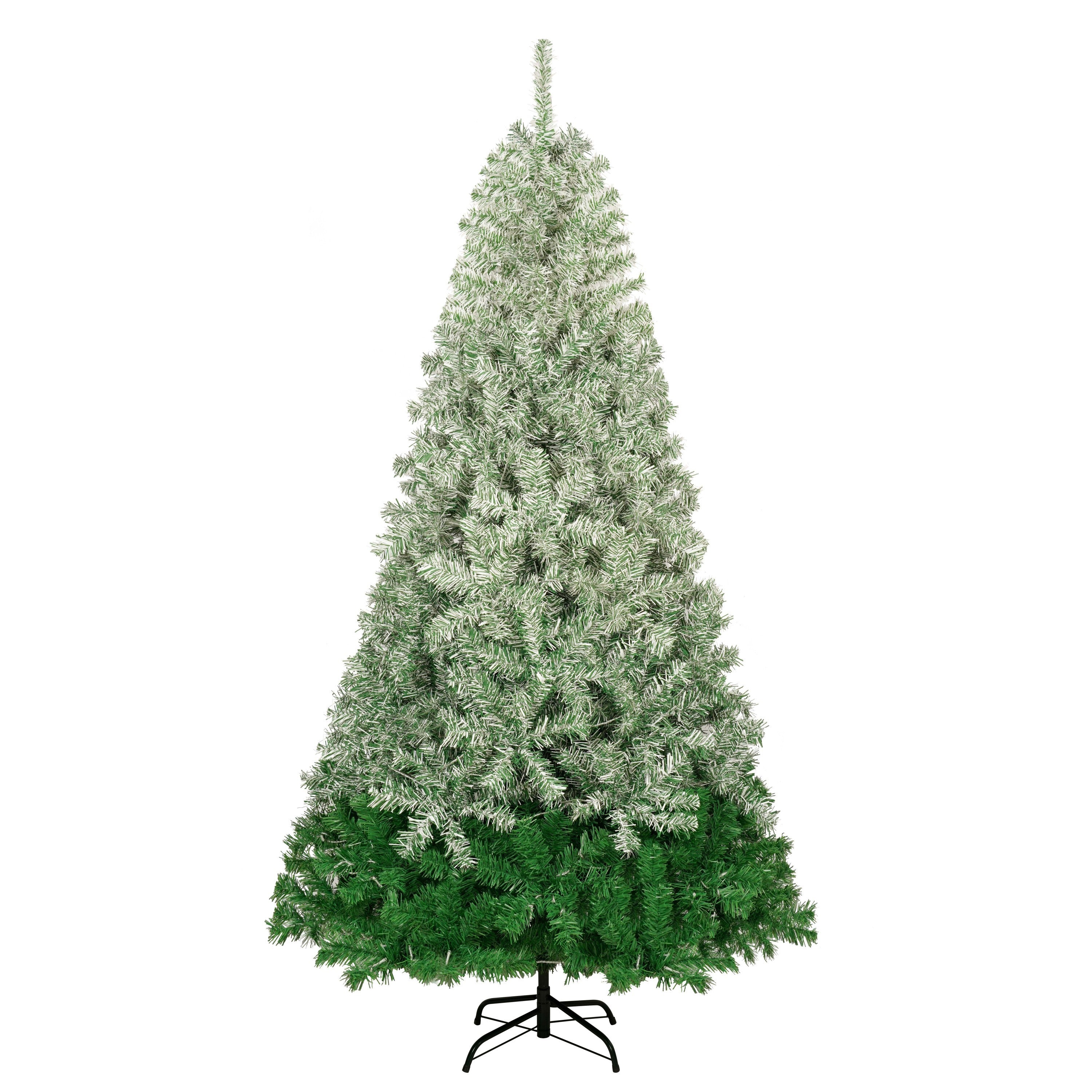 7.6 FT Classic Pine Tree Christmas Tree, Gradient Tree Design, Artificial PVC Tips and Sturdy Iron Frame, 300 cool white LED lights