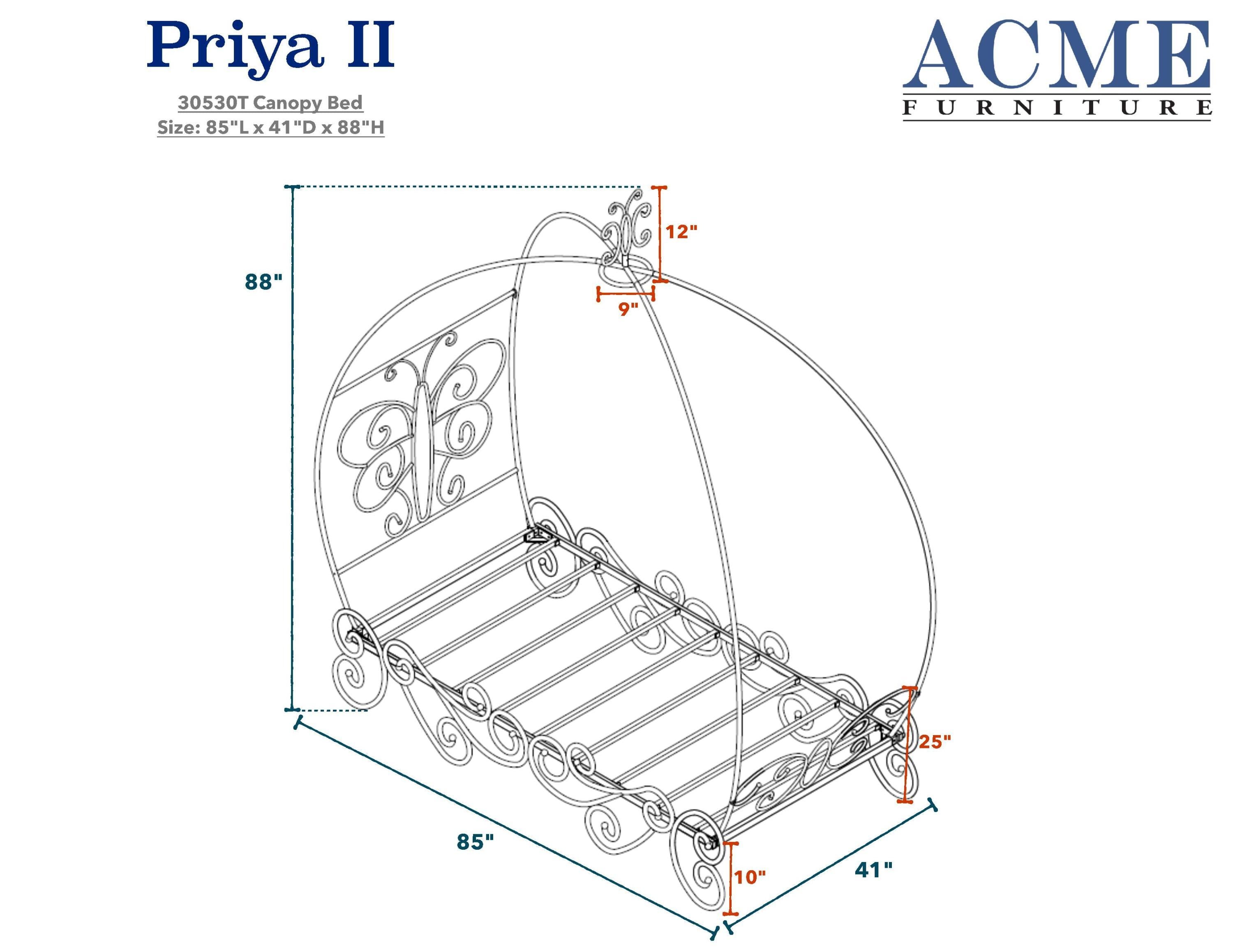 Priya II Twin Bed in White & Light Purple 30530T