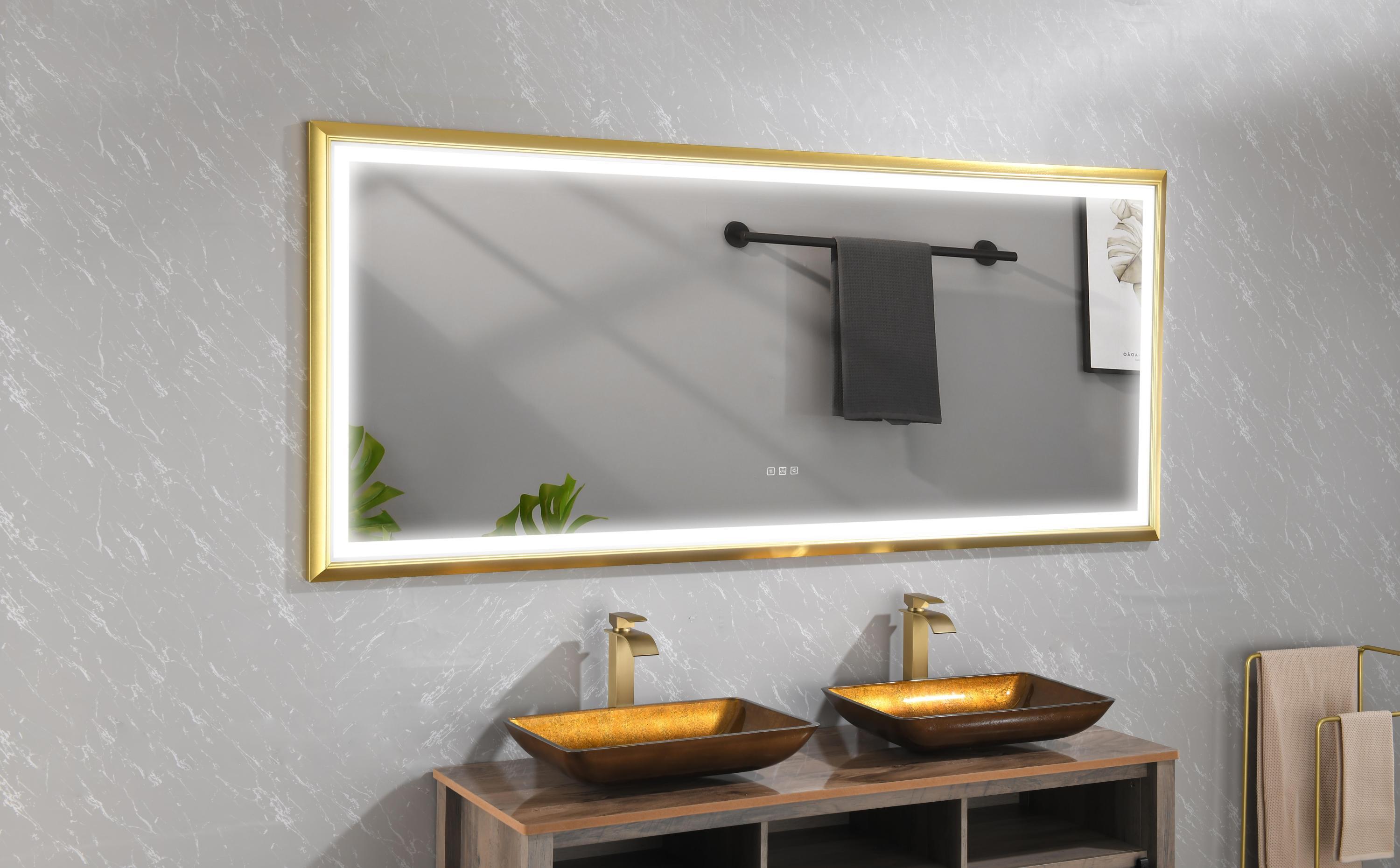 bathroom led mirror is multi-functional and each function is controlled by a smart touch button.