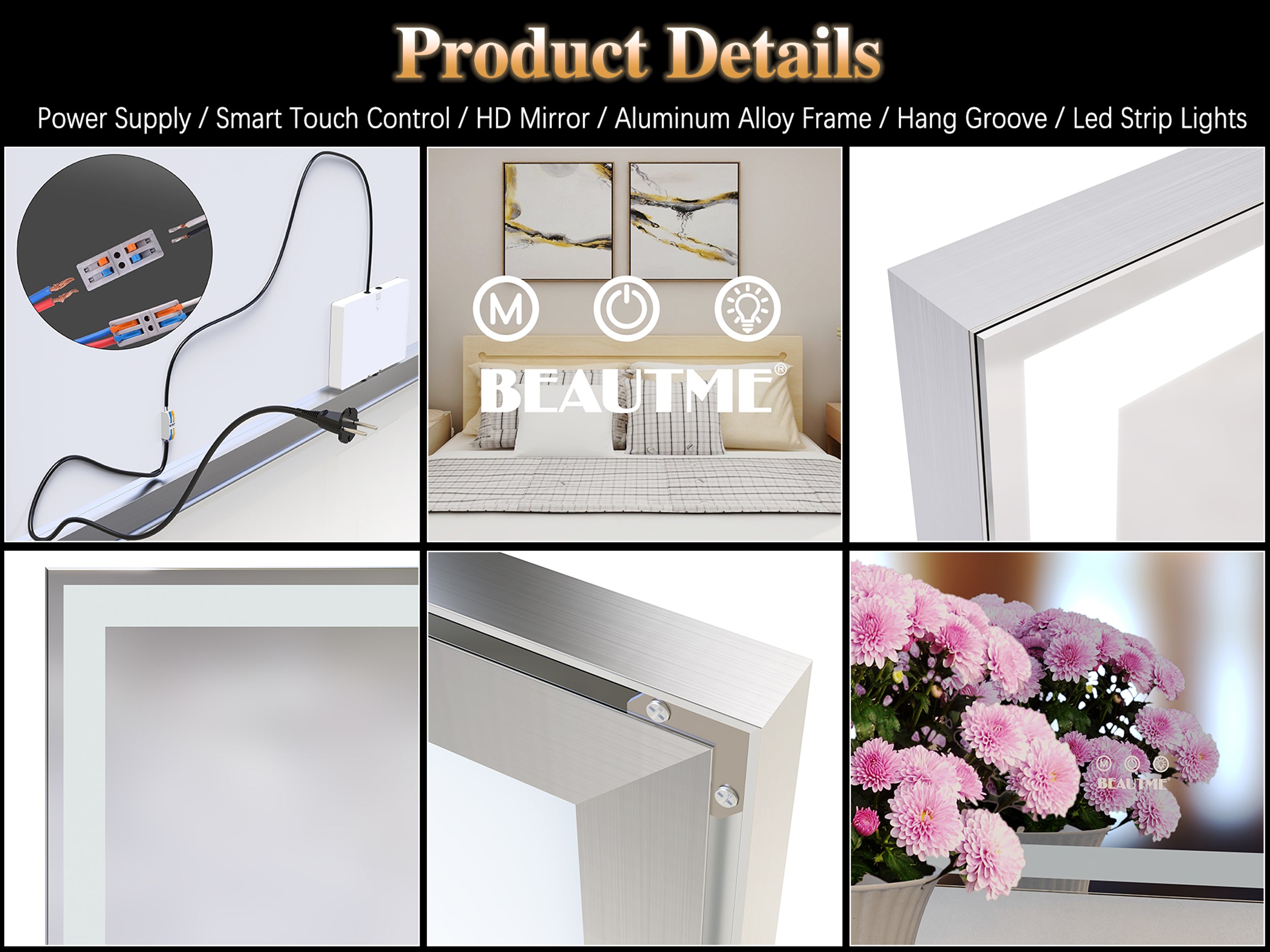 72X32 inch Oversized LED Bathroom Mirror Wall Mounted Mirror with 3 Color Modes Aluminum Frame Wall Mirror Large Full Length Mirror with Lights Lighted Full Body Mirror for Bedroom Living Room, Silver