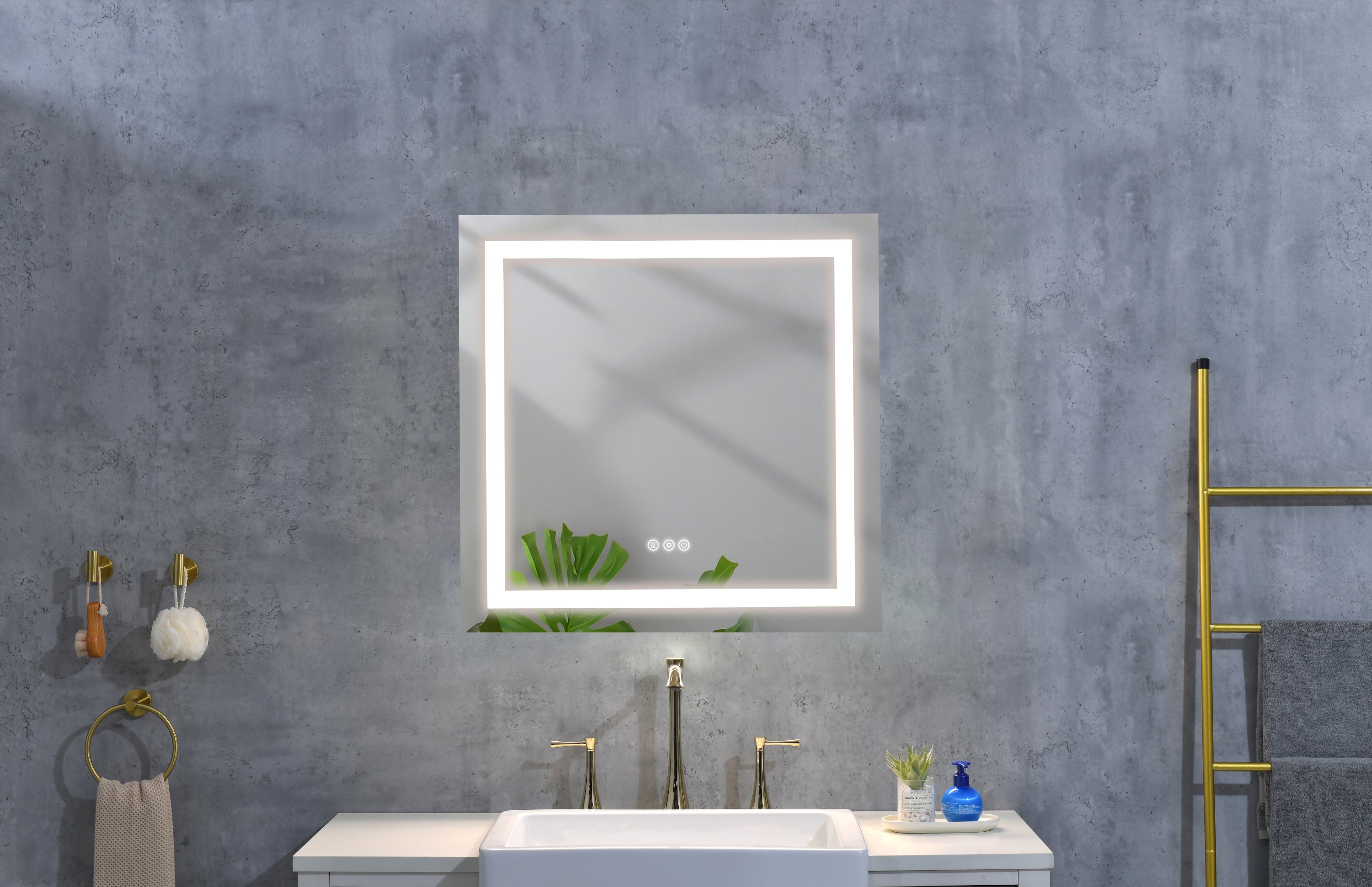 36x 36Inch LED Mirror Bathroom Vanity Mirrors with Lights, Wall Mounted Anti-Fog Memory Large Dimmable Front Light Makeup Mirror
