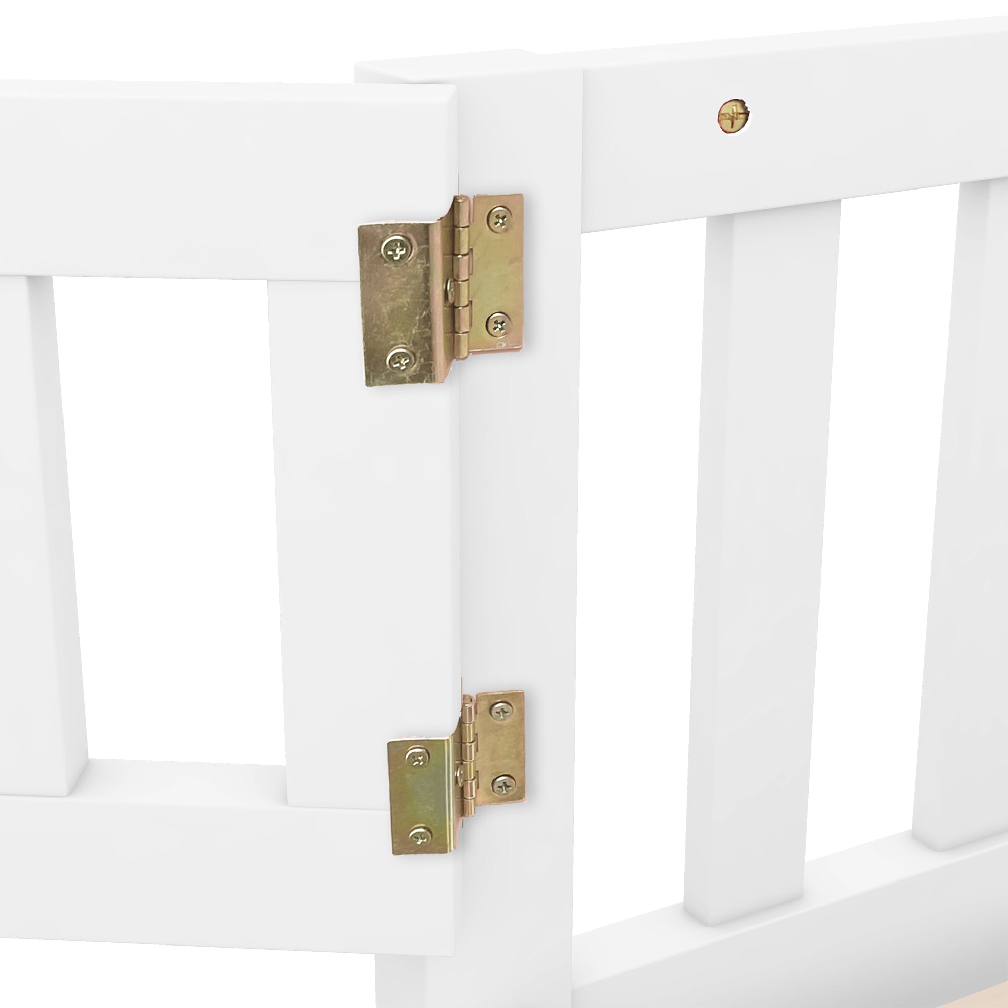 Queen Size Bed Floor Bed with Safety Guardrails and Door for Kids, White (Expect Arrival Date Nov.2nd)