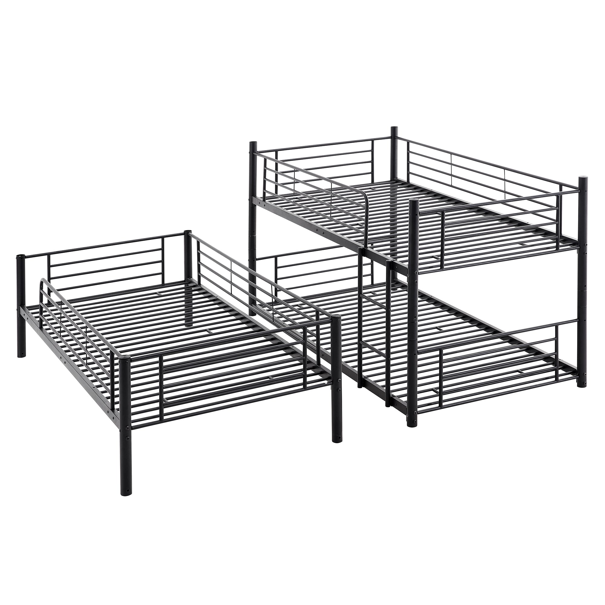 Twin-Twin-Twin Triple Bed with Built-in Ladder, Divided into Three Separate Beds,Black(OLD SKU:LP000197AAB)
