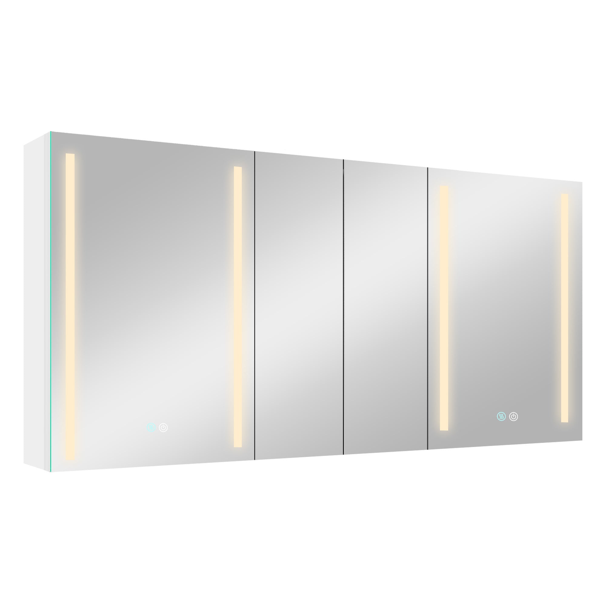 60x30 Inch LED Bathroom Medicine Cabinet Surface Mount Double Door Lighted Medicine Cabinet, Medicine Cabinets for Bathroom with Mirror Defogging, Dimmer White