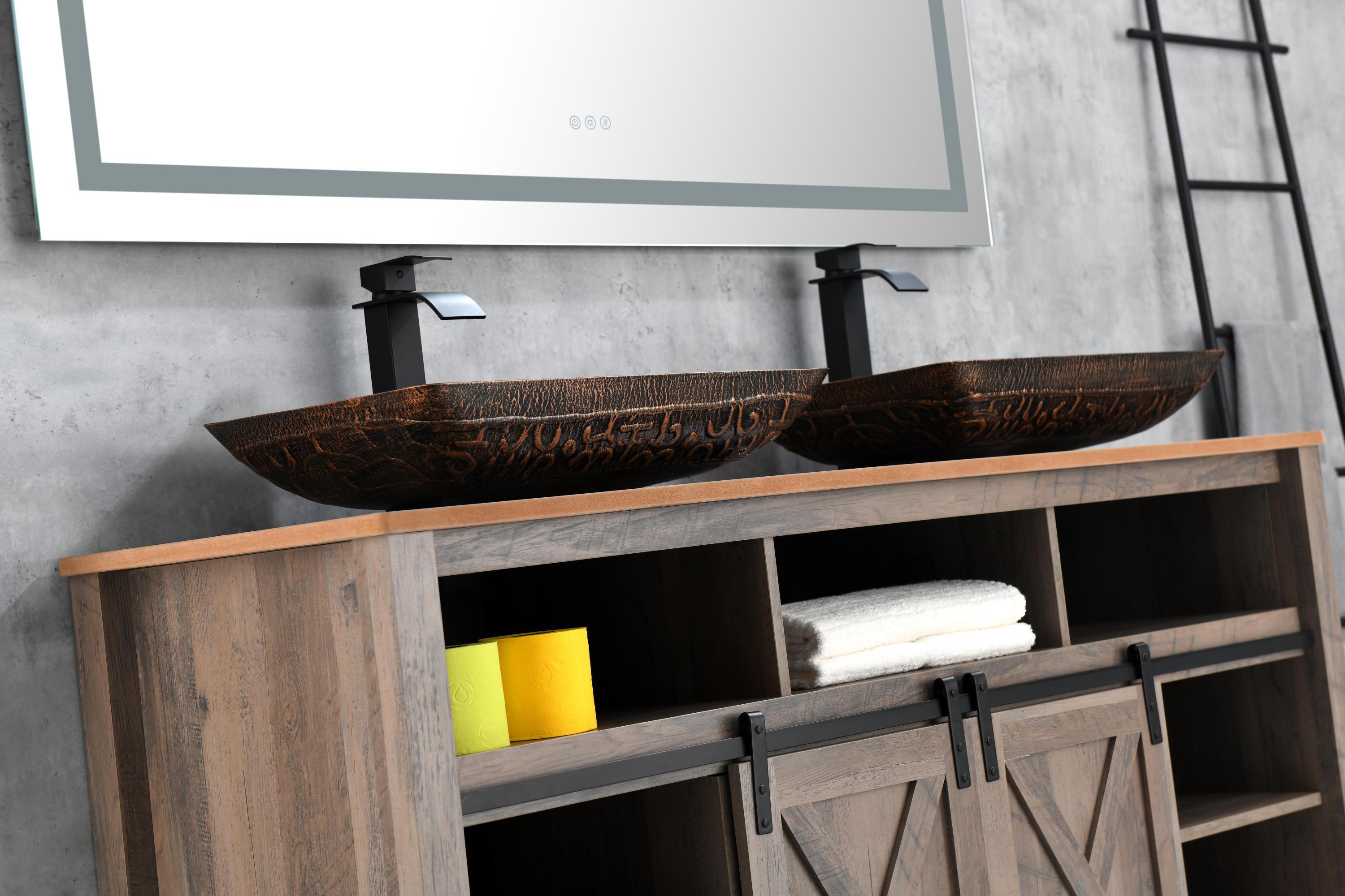 72 in. W x 36 in. H Frameless LED Single Bathroom Vanity Mirror in Polished Crystal Bathroom Vanity LED Mirror with 3 Color Lights Mirror for Bathroom Wall Smart Lighted Vanity Mirrors Dimm