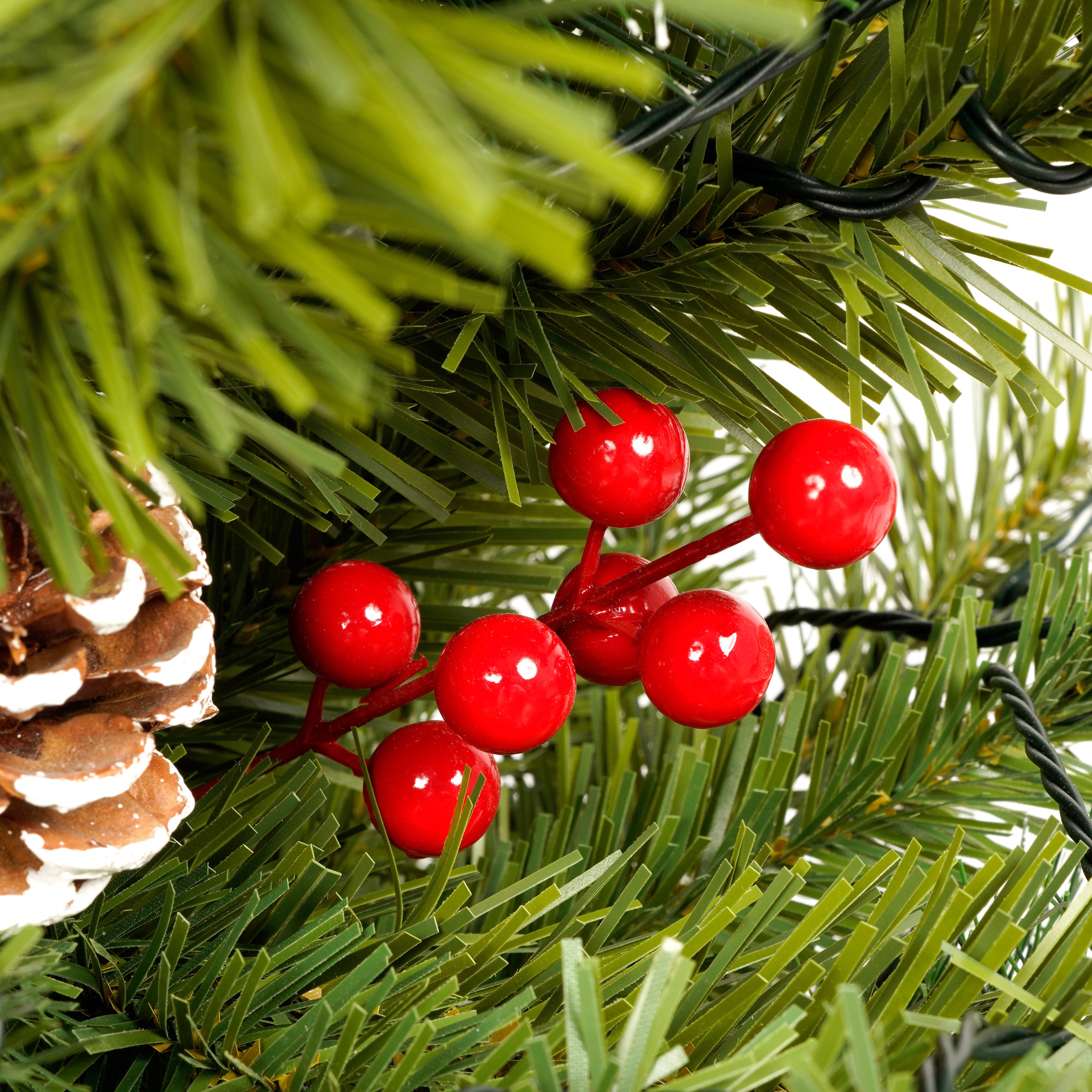 Xmas Tree Artificial Christmas 4-Piece Set,Garland, Wreath and Set of 2 3FT Entrance Trees X-mas with LED Lights, Christmas Tree