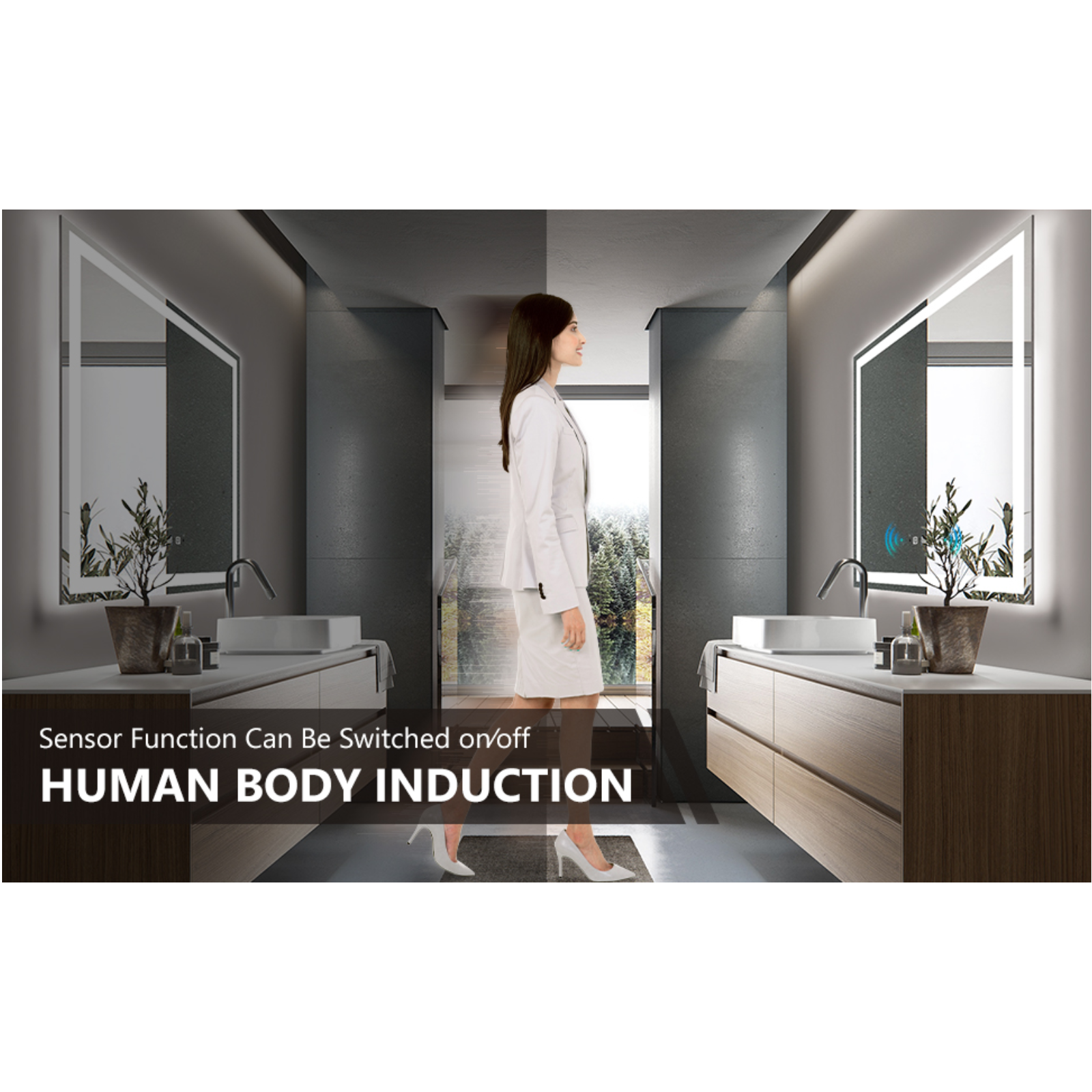Motion Sensor Frameless LED Smart Bathroom Mirror