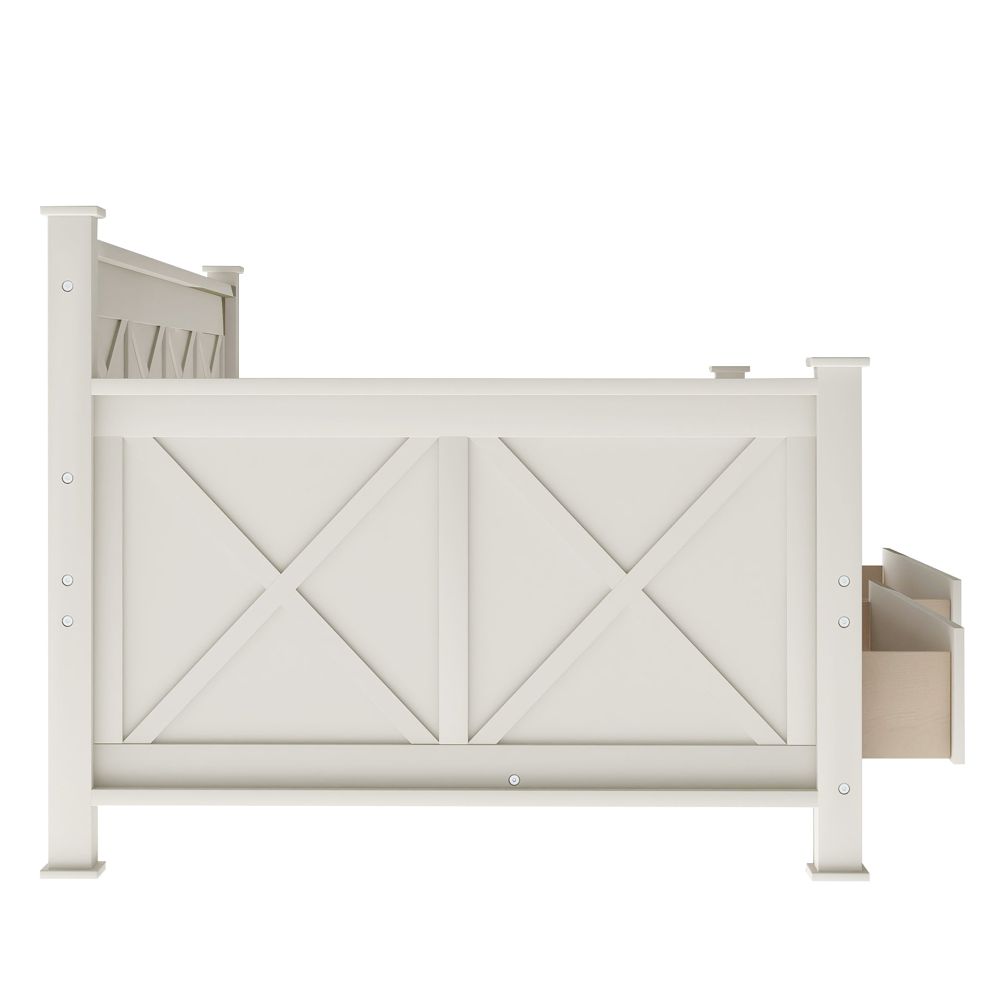 Twin Size Wooden Modern and Rustic Casual Style Daybed, Cream White