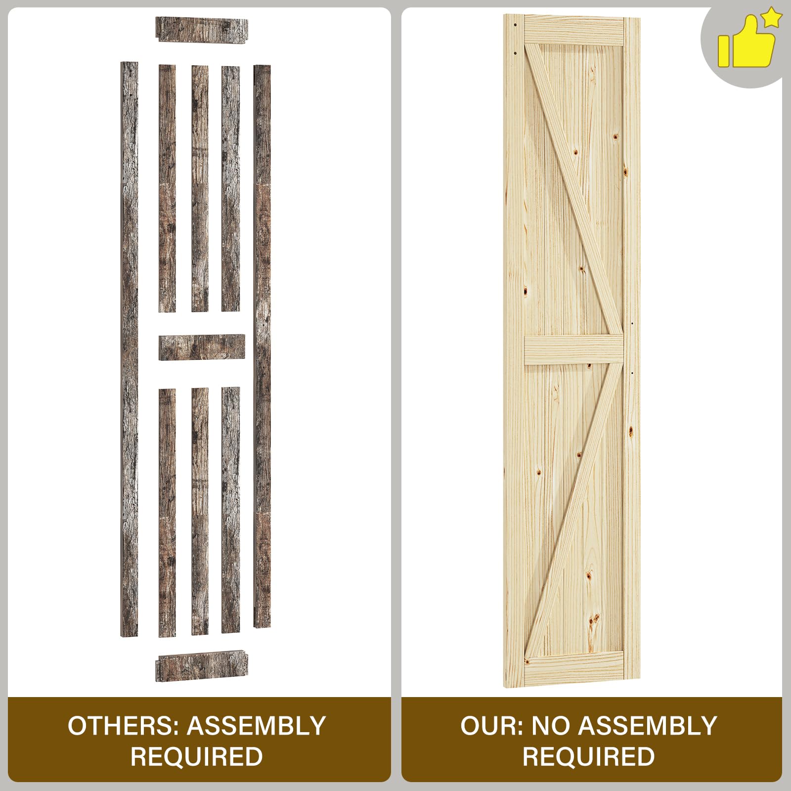 Solid Core Wood color Interior Sliding Barn Door Slab with Hardware Kit