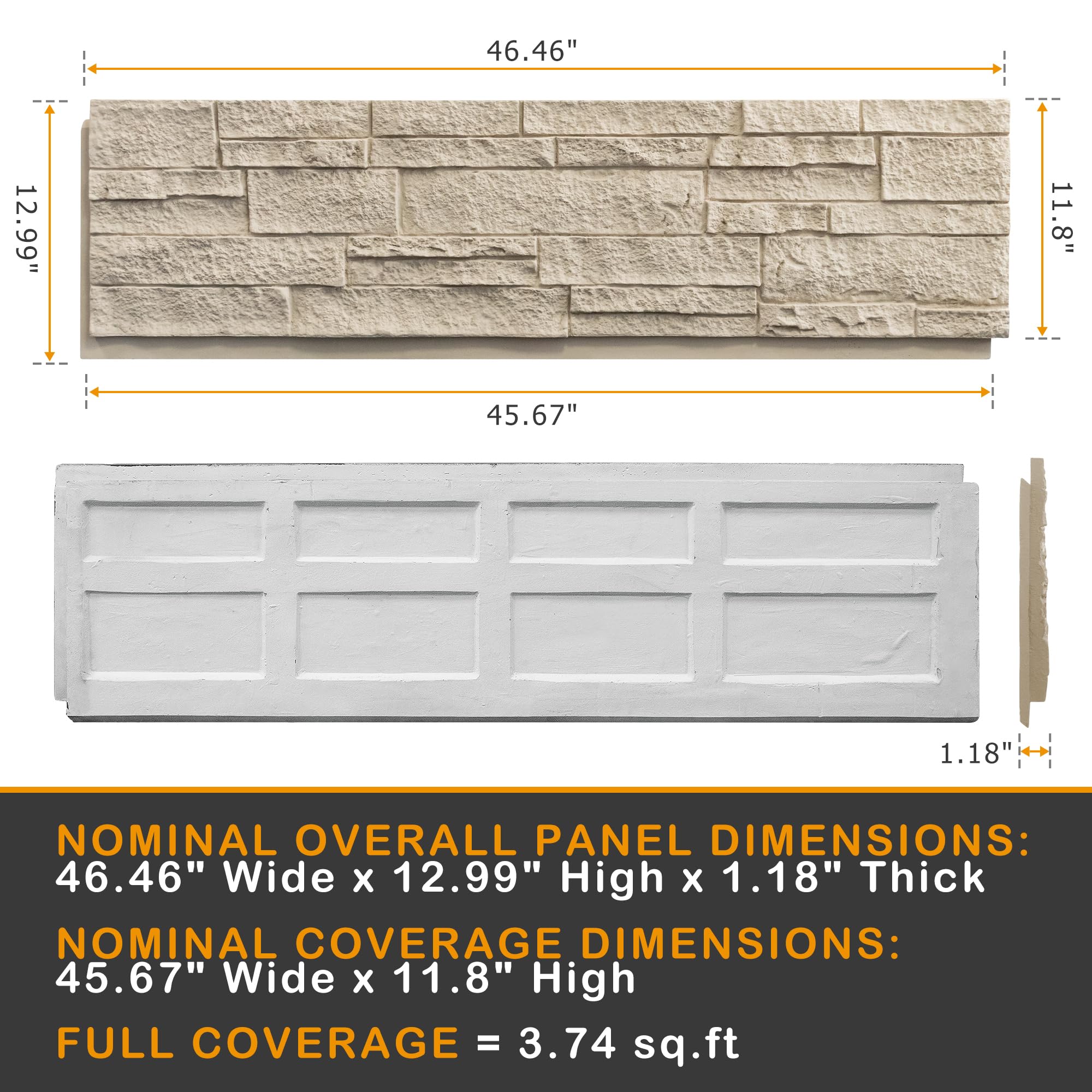 LOVMOR Faux Stone Wall Covering Panels for Interior and Exterior Decor Panels in Rhine Yellow Rust (6 pack)
