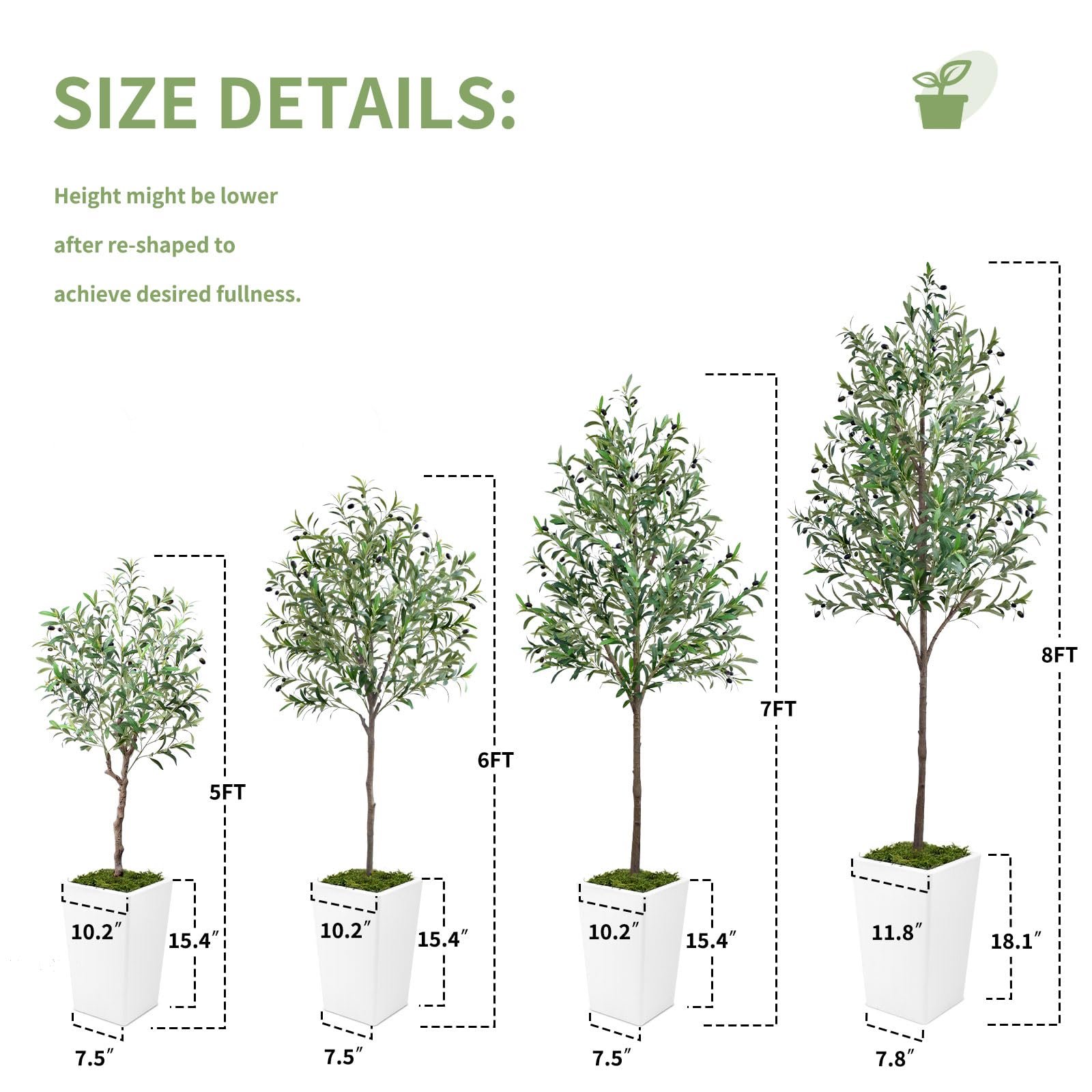 Artificial Olive Tree 5FT, Faux Olive Tree with Pot and Moss, Tall Artificial Plants Indoor