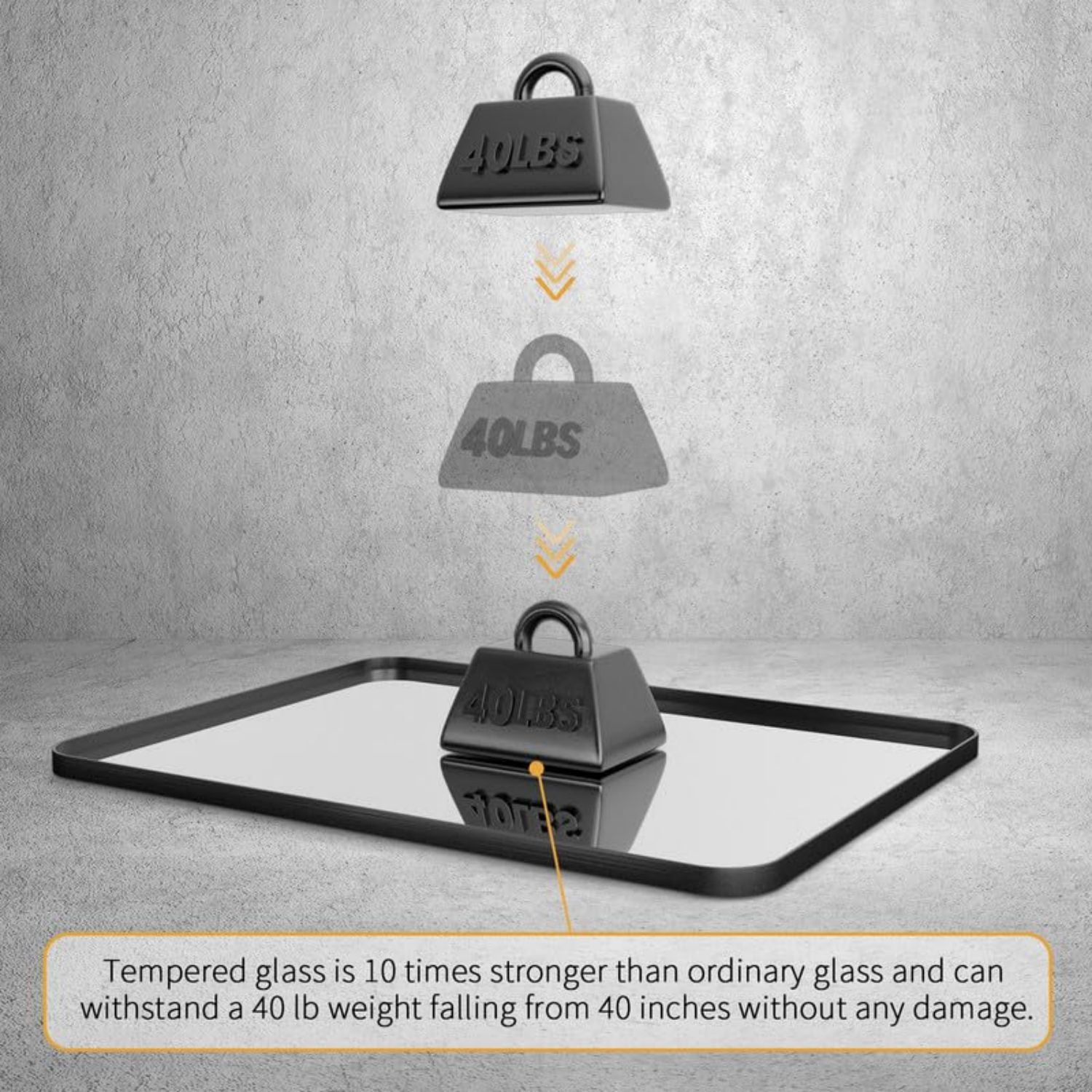 Tempered Glass Rounded Rectangle Framed Wall-Mounted Bathroom Vanity Mirror