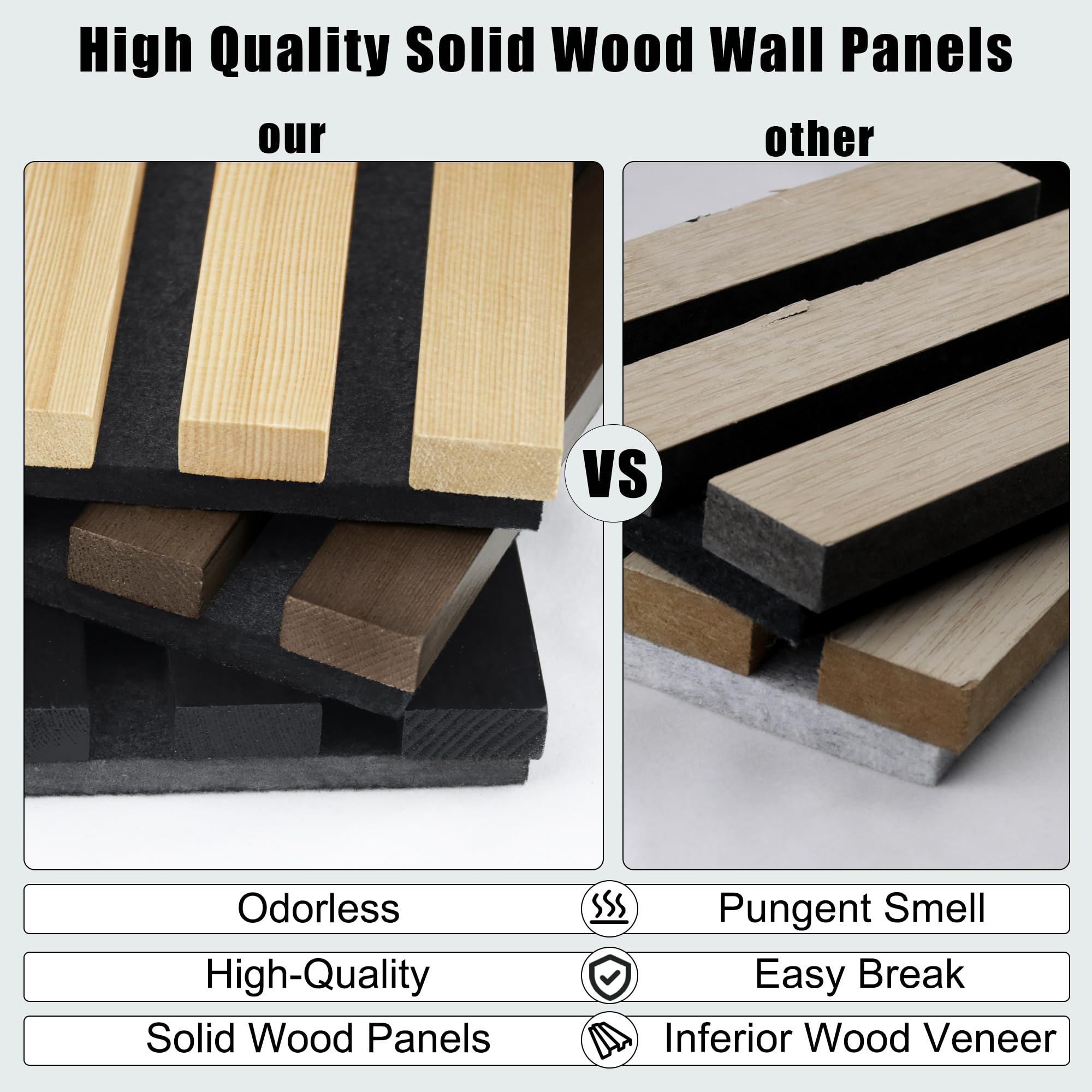 0.83 in. x 7.87 ft. x 1 ft. Slat Wood Sound Absorbing Oak Gray Decorative Wall Paneling 2-Pack