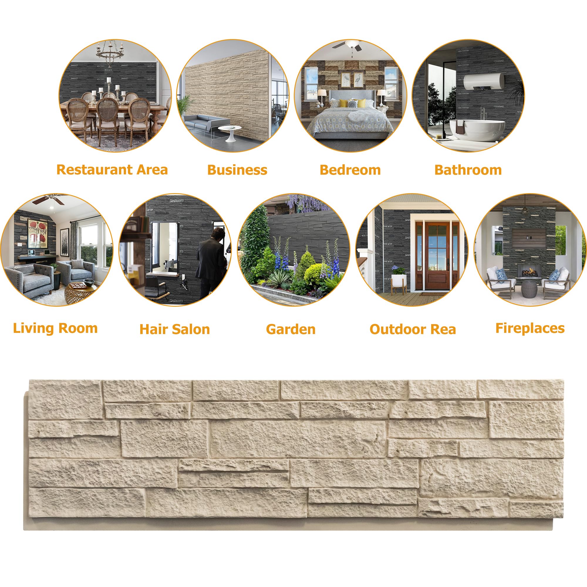 LOVMOR Faux Stone Wall Covering Panels for Interior and Exterior Decor Panels in Rhine Yellow Rust (6 pack)