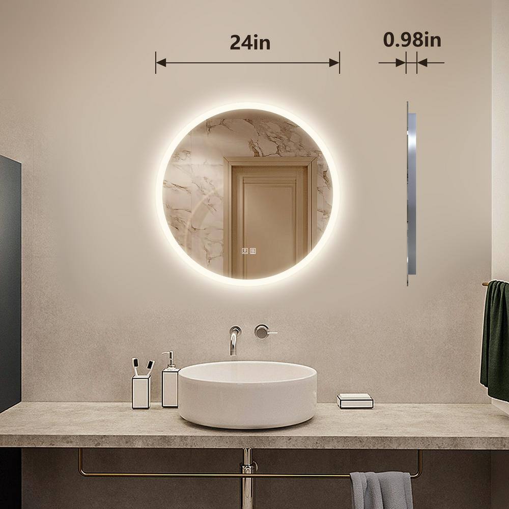 Round LED Bathroom Vanity Mirror With Dimmable Lights