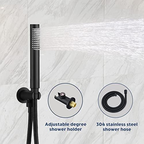 10 Inches Bathroom Rain Mixer Shower Combo Set Celling Mounted Rainfall Shower Head System Matte Black Finish Shower Faucet Rough-In Buylikepro