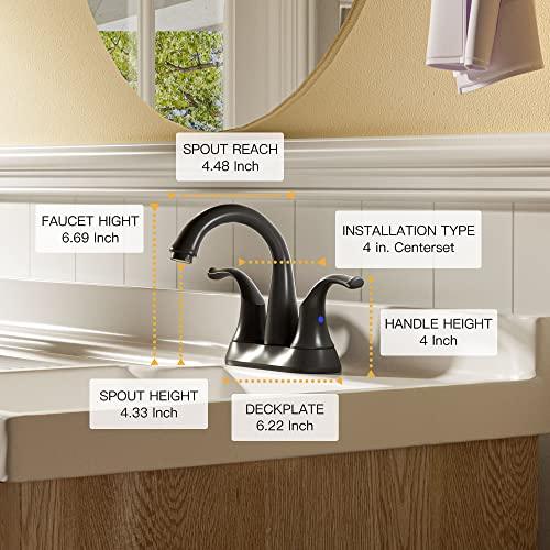 2-Handle Bathroom Sink Faucet 3 Hole, Matte Black Bathroom Faucet, Centerset Bathroom Faucet High Arc with Drain Assembly and Supply Hoses, 1.2 GPM Buylikepro