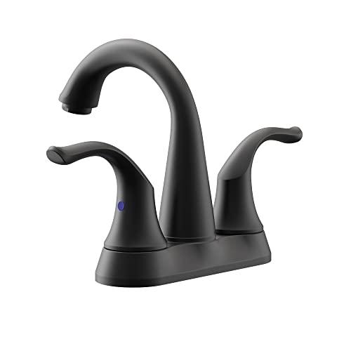 2-Handle Bathroom Sink Faucet 3 Hole, Matte Black Bathroom Faucet, Centerset Bathroom Faucet High Arc with Drain Assembly and Supply Hoses, 1.2 GPM Buylikepro