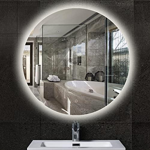 24 Inch Frameless Round Vanity LED Mirror Anti-Fog with Memory Function Buylikepro